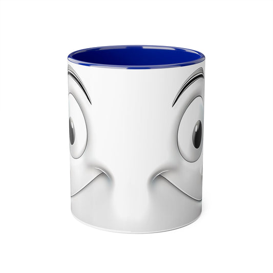 Cheerful Face Accent Mug - 11oz Coffee Cup for Daily Motivation - Resilient Mind Media