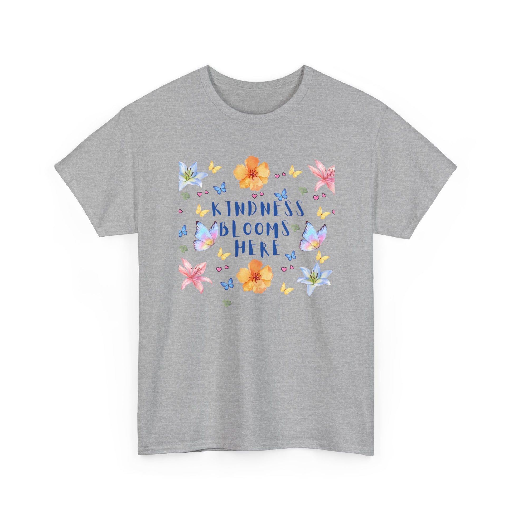 POSITIVITY MENTAL HEALTH Kindness Blooms Here Unisex Heavy Cotton Tee - Resilient Mind Media