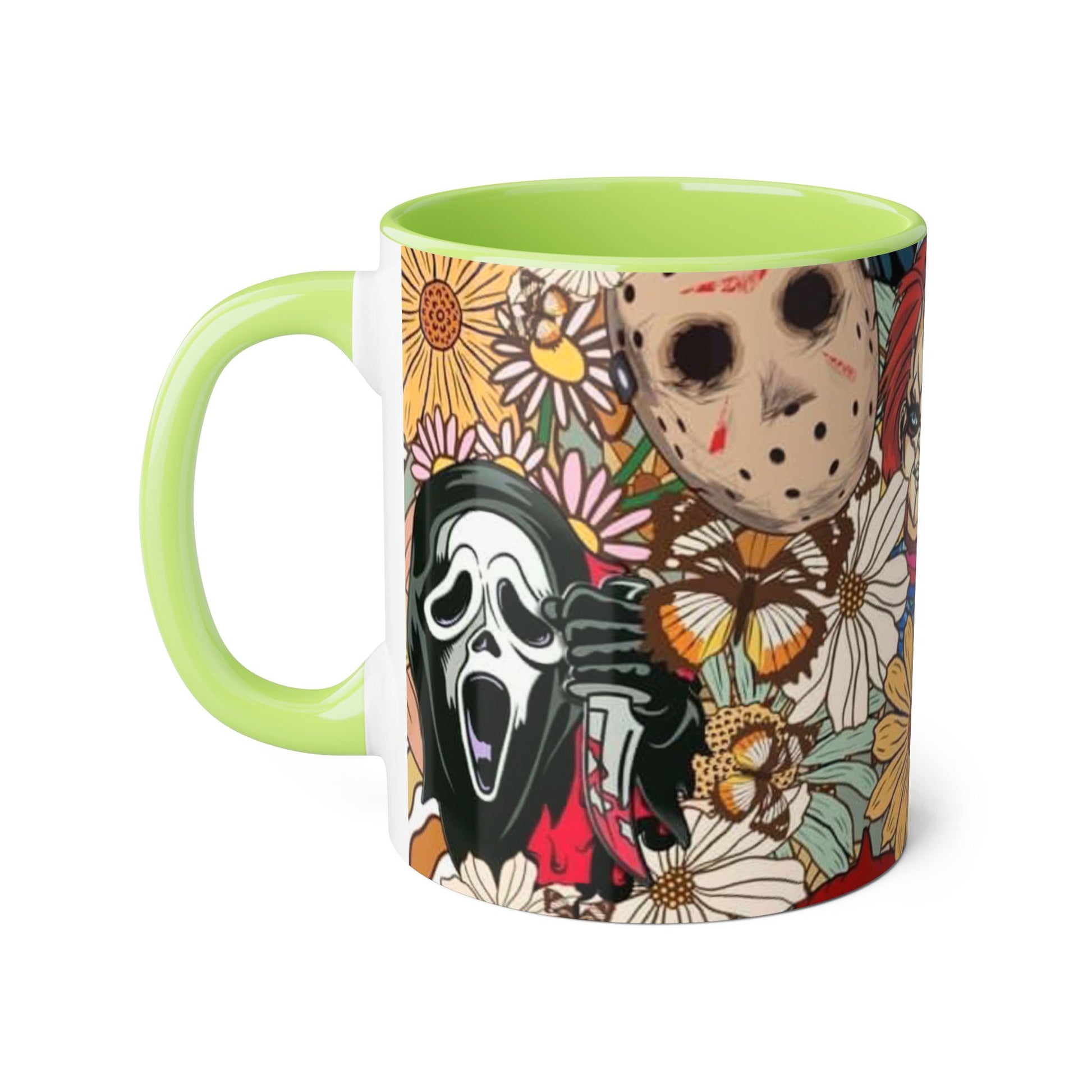 Chic Horror Accent Mugs, 11oz | Unique Gift for Horror Fans, Coffee Lover's Collectible, Spooky Seasonal Decor, Movie Night Essentials - Resilient Mind Media