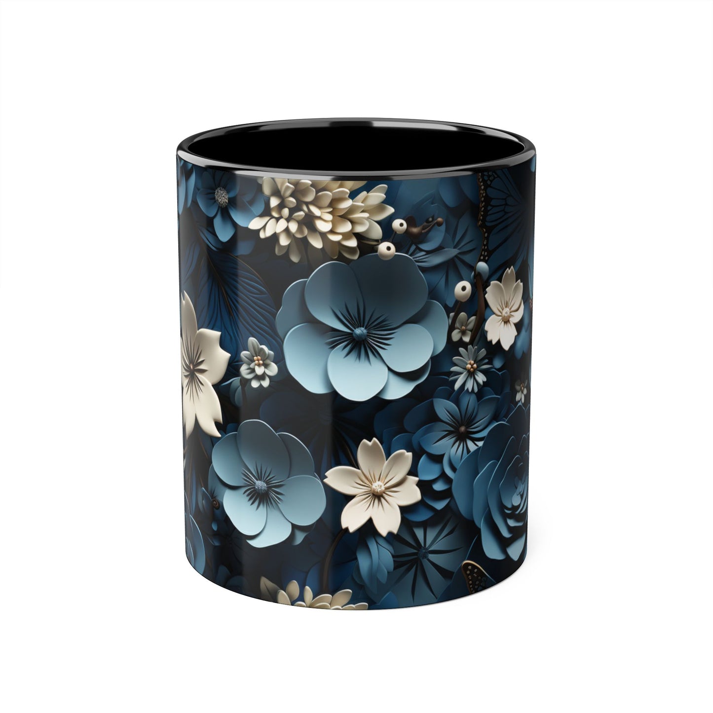 Floral Accent Mug - Elegant 11oz Coffee Cup for Home & Office