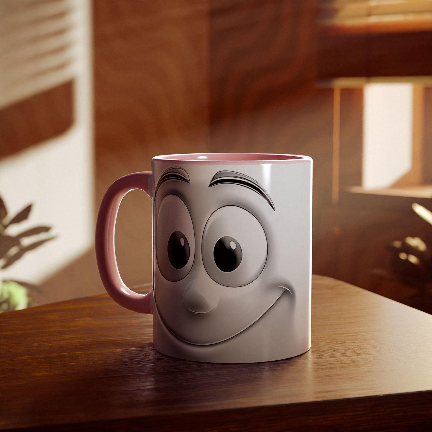 Cheerful Face Accent Mug - 11oz Coffee Cup for Daily Motivation - Resilient Mind Media