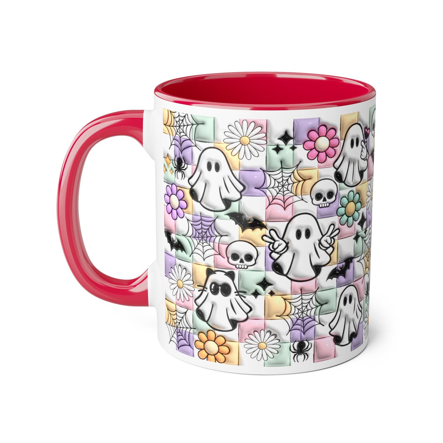 Halloween Ghosts and Flowers Accent Mug, 11oz - Resilient Mind Media