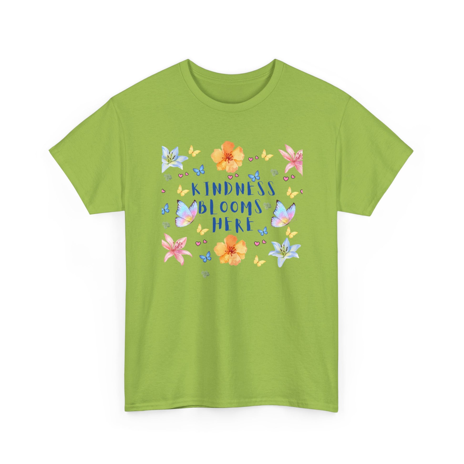 POSITIVITY MENTAL HEALTH Kindness Blooms Here Unisex Heavy Cotton Tee - Resilient Mind Media
