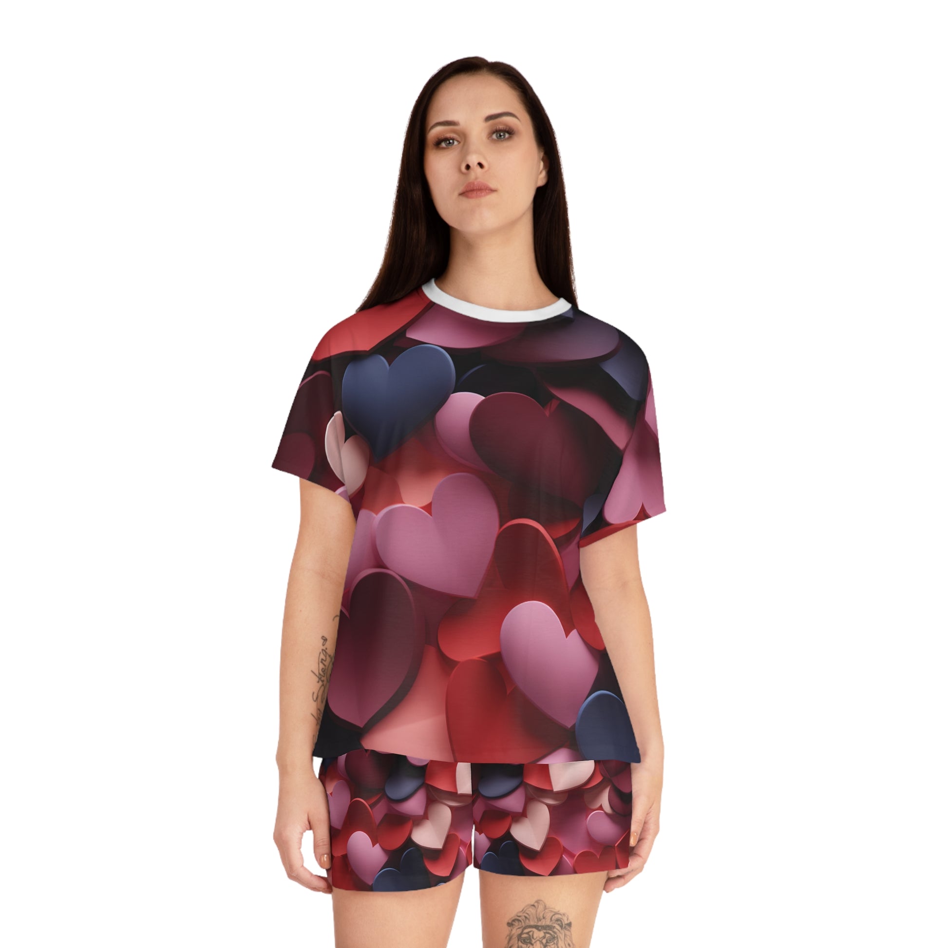 Heart Print Women's Pajama Set - Cute and Cozy Sleepwear - Resilient Mind Media