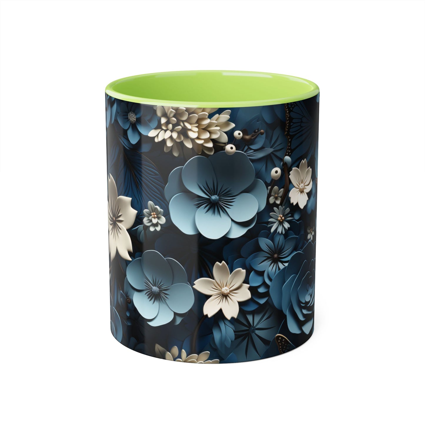 Floral Accent Mug - Elegant 11oz Coffee Cup for Home & Office