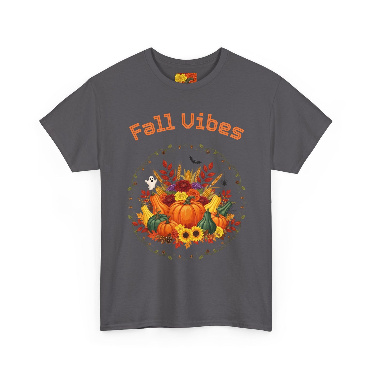 Fall Vibes Unisex Cotton Tee | Cute Autumn Shirt for Thanksgiving, Seasonal Gatherings, Cozy Nights, Harvest Celebrations, Gift