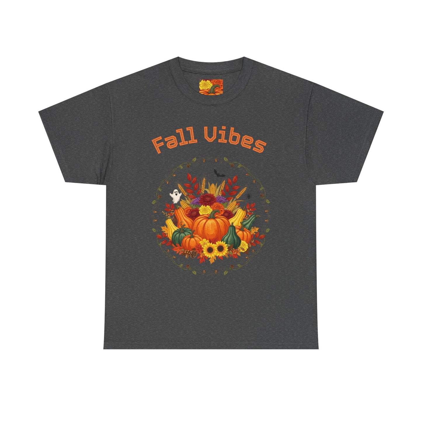 Fall Vibes Unisex Cotton Tee | Cute Autumn Shirt for Thanksgiving, Seasonal Gatherings, Cozy Nights, Harvest Celebrations, Gift
