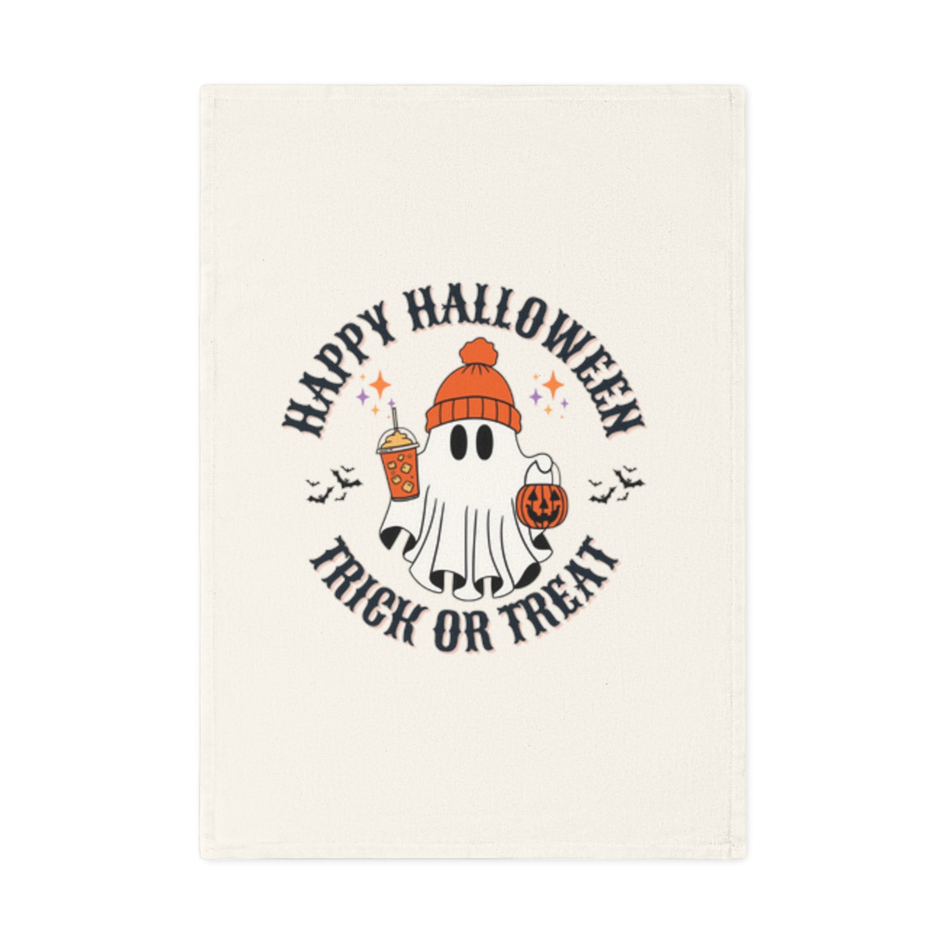 Halloween Cotton Tea Towel, Festive Kitchen Towel, Ghost Print Towel, Trick or Treat Decor, Fall Home Accessories - Resilient Mind Media