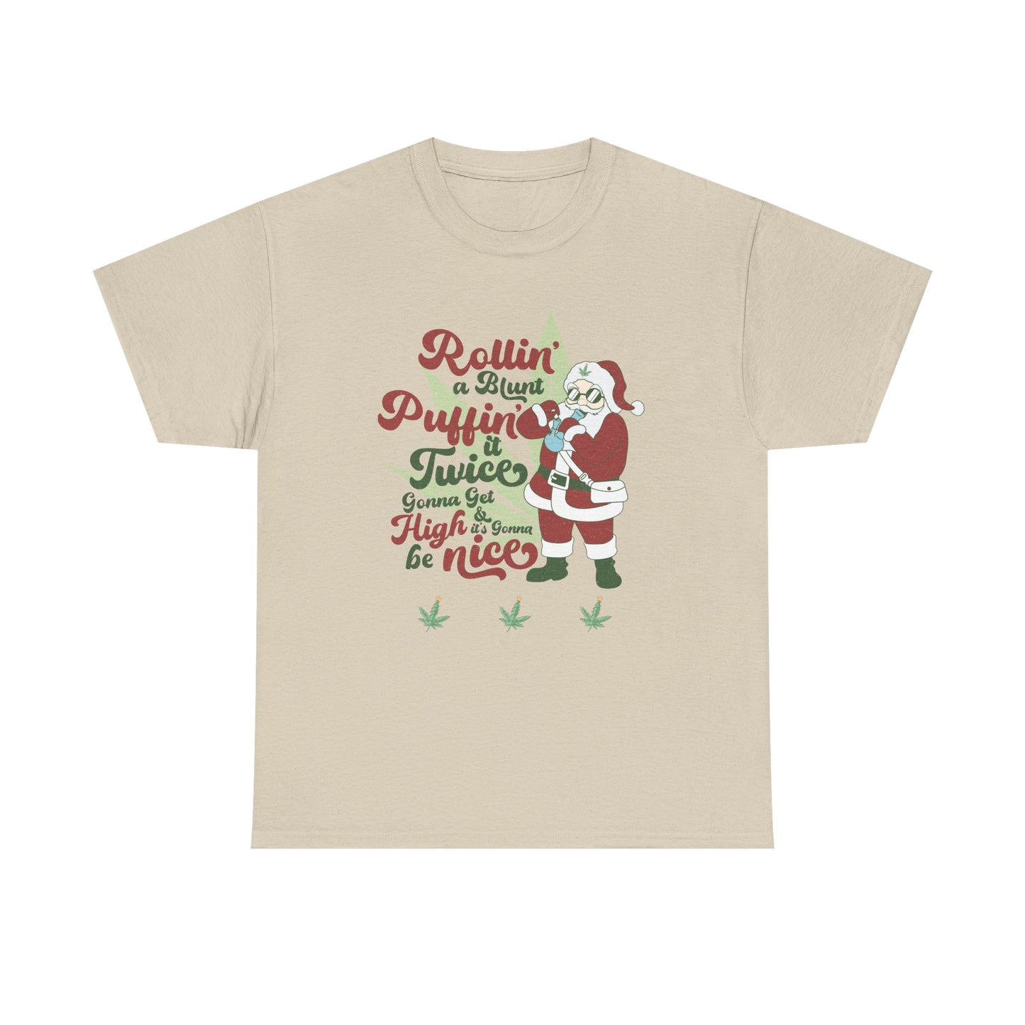 WEED FUNNY Holiday Cannabis Santa Tee – Unisex Heavy Cotton T-Shirt - Resilient Mind Media