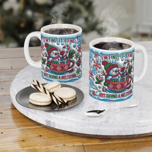 Festive Humor Ceramic Mug - Holiday Meltdown Design - Resilient Mind Media