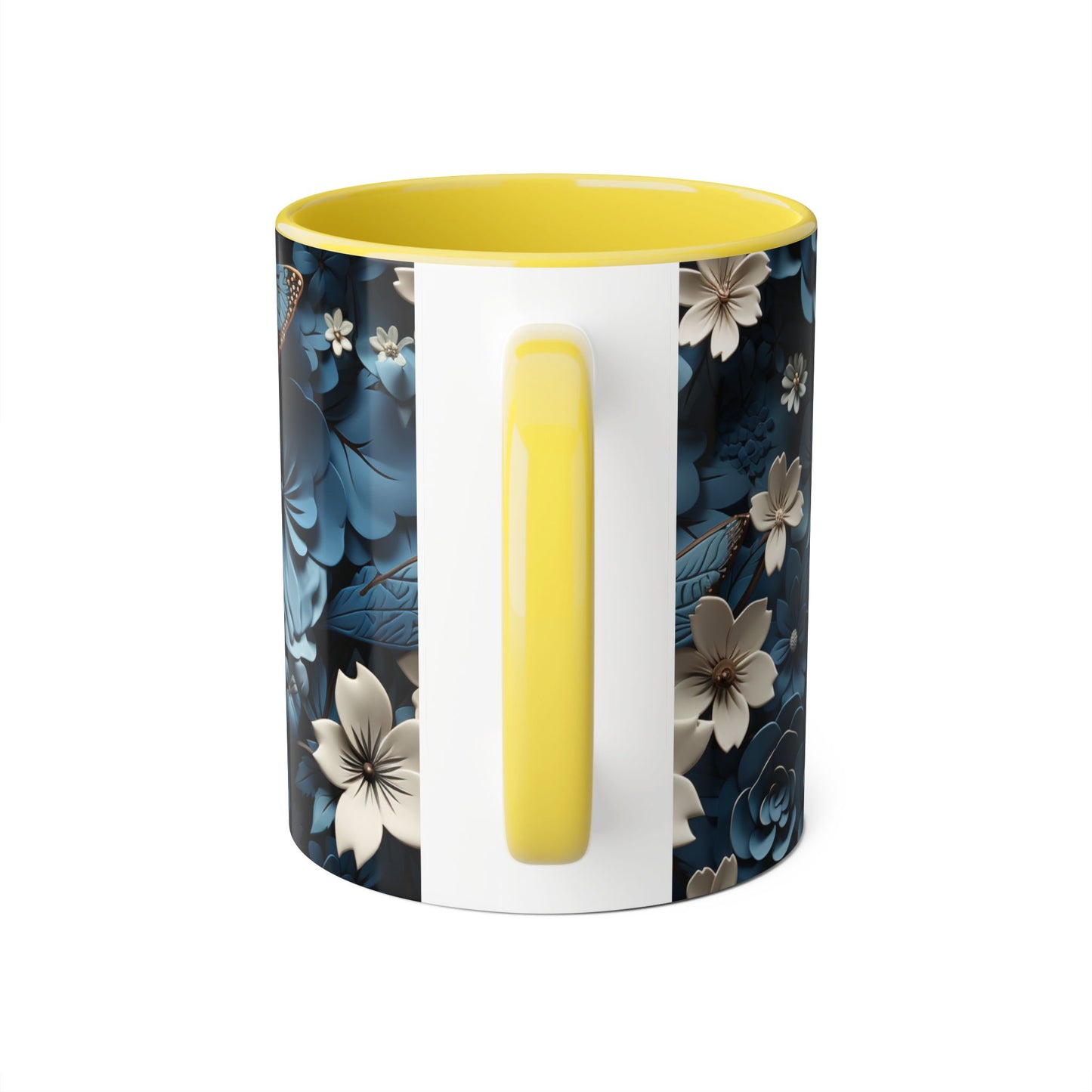 Floral Accent Mug - Elegant 11oz Coffee Cup for Home & Office