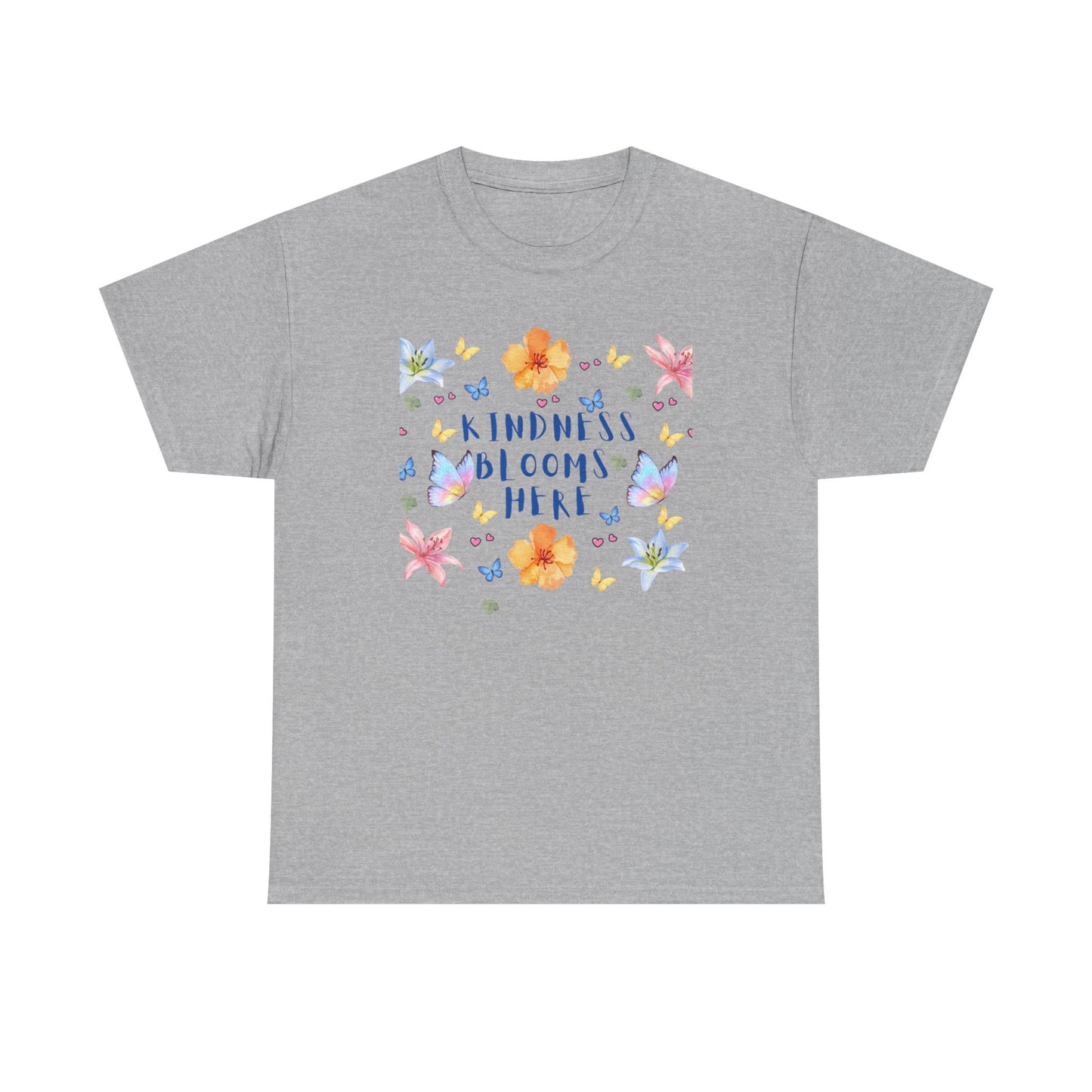POSITIVITY MENTAL HEALTH Kindness Blooms Here Unisex Heavy Cotton Tee - Resilient Mind Media