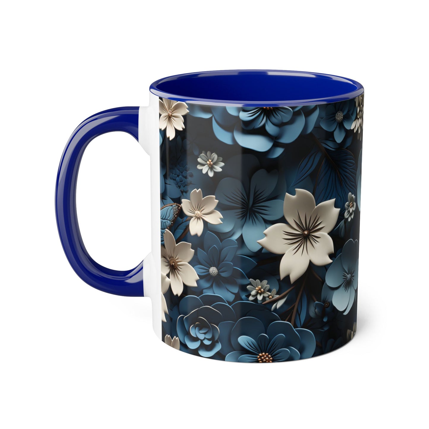 Floral Accent Mug - Elegant 11oz Coffee Cup for Home & Office