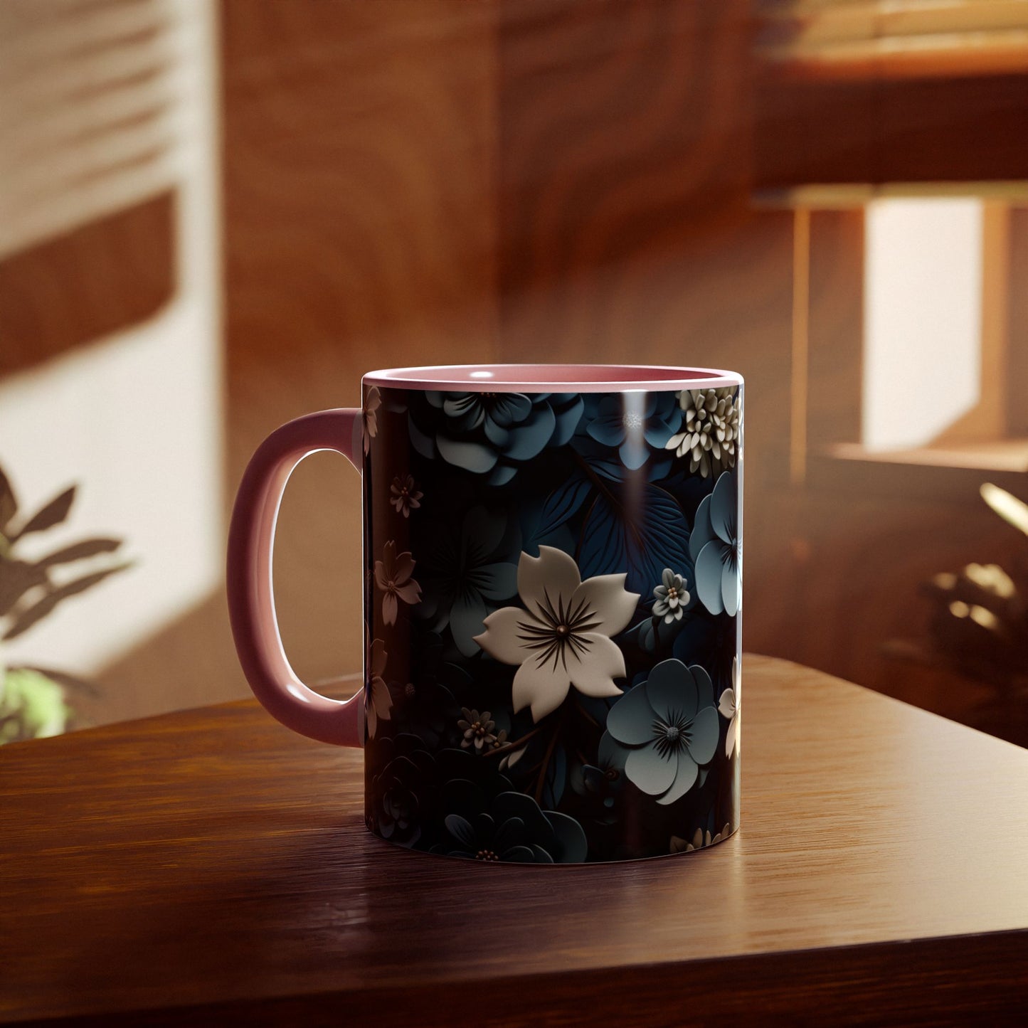 Floral Accent Mug - Elegant 11oz Coffee Cup for Home & Office - Resilient Mind Media