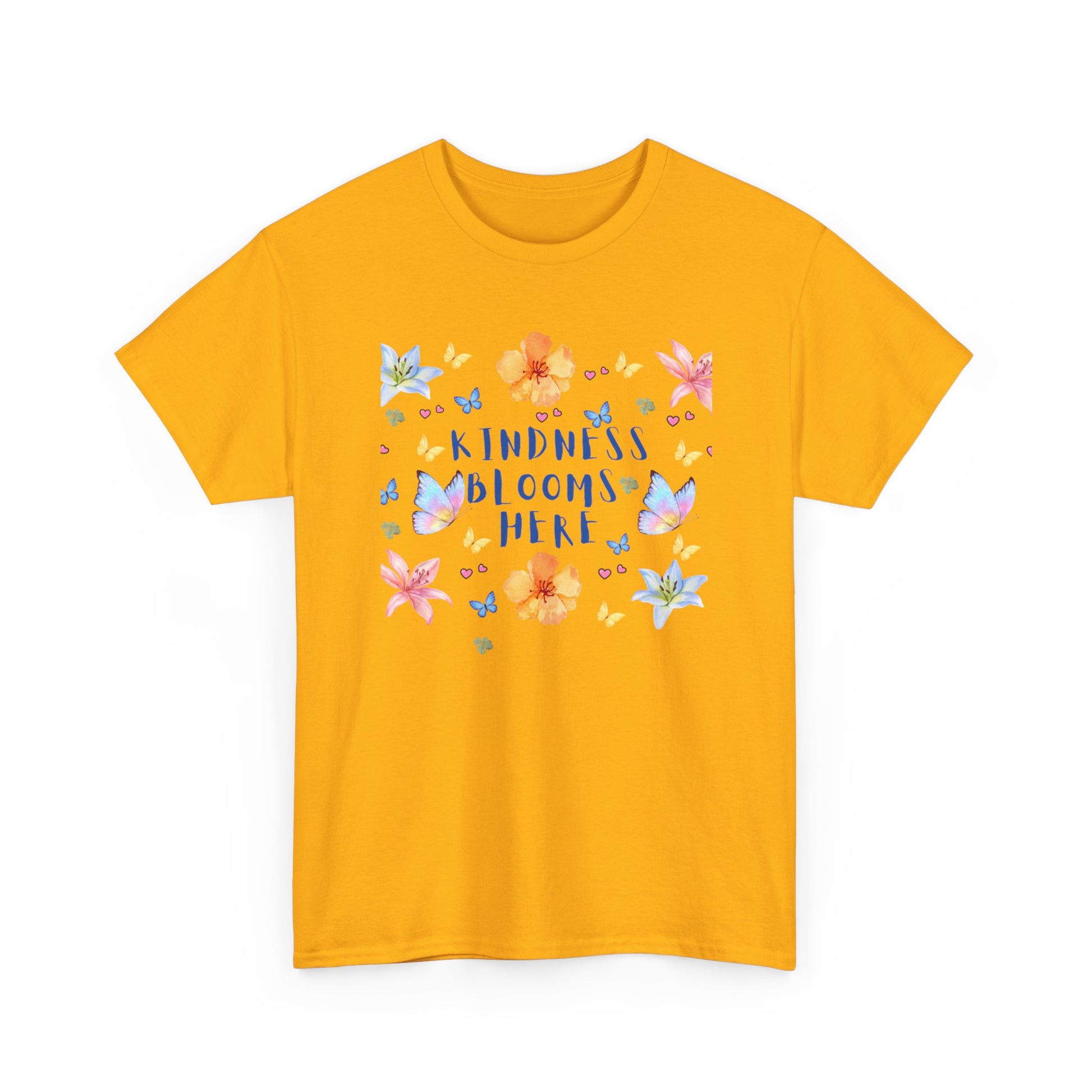 POSITIVITY MENTAL HEALTH Kindness Blooms Here Unisex Heavy Cotton Tee - Resilient Mind Media