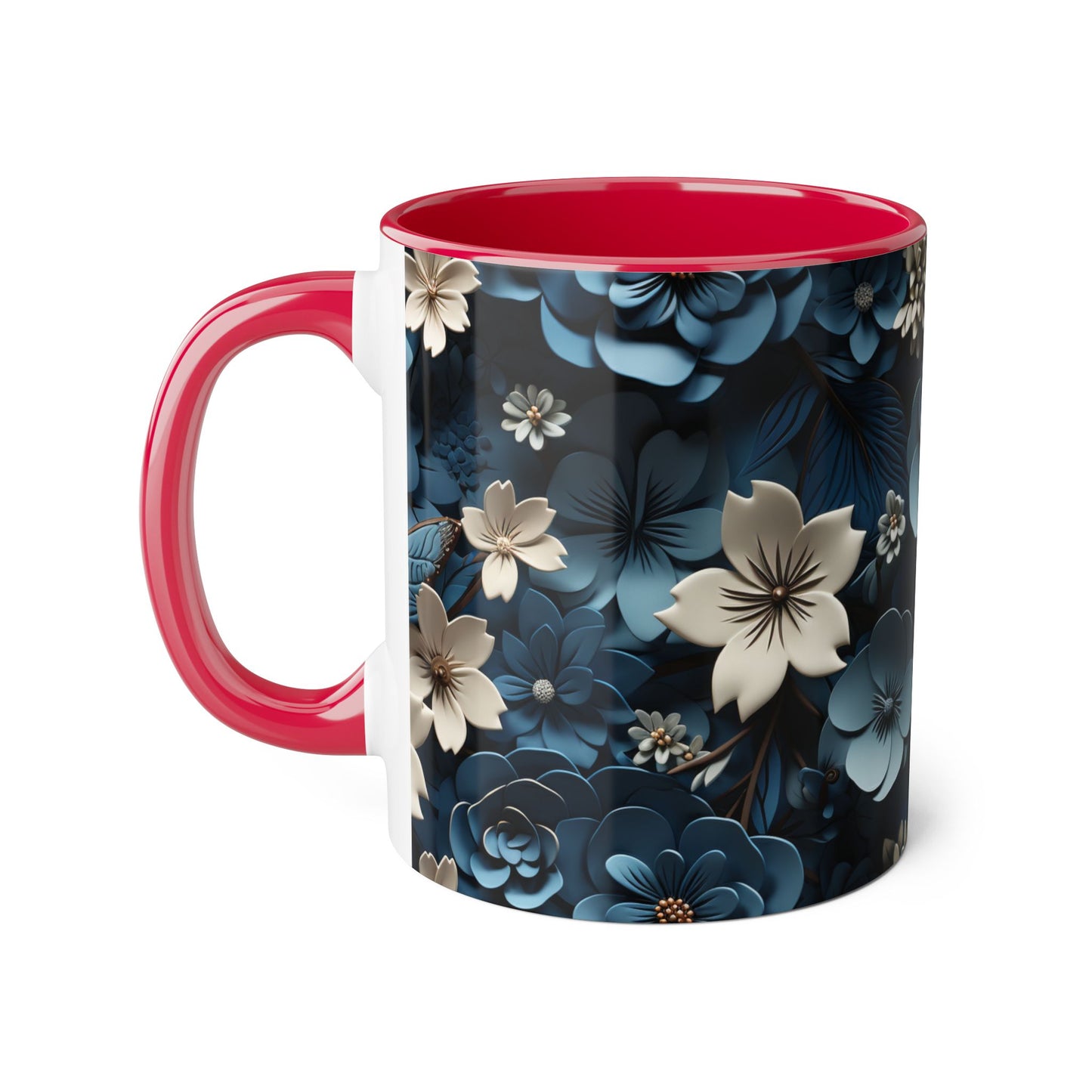 Floral Accent Mug - Elegant 11oz Coffee Cup for Home & Office