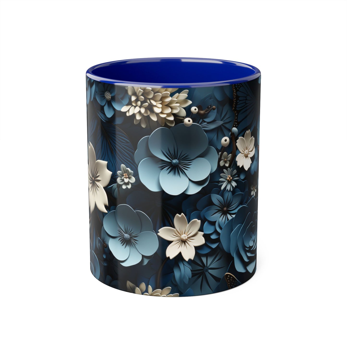 Floral Accent Mug - Elegant 11oz Coffee Cup for Home & Office