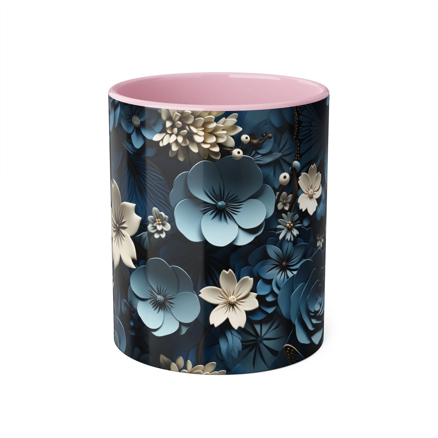Floral Accent Mug - Elegant 11oz Coffee Cup for Home & Office