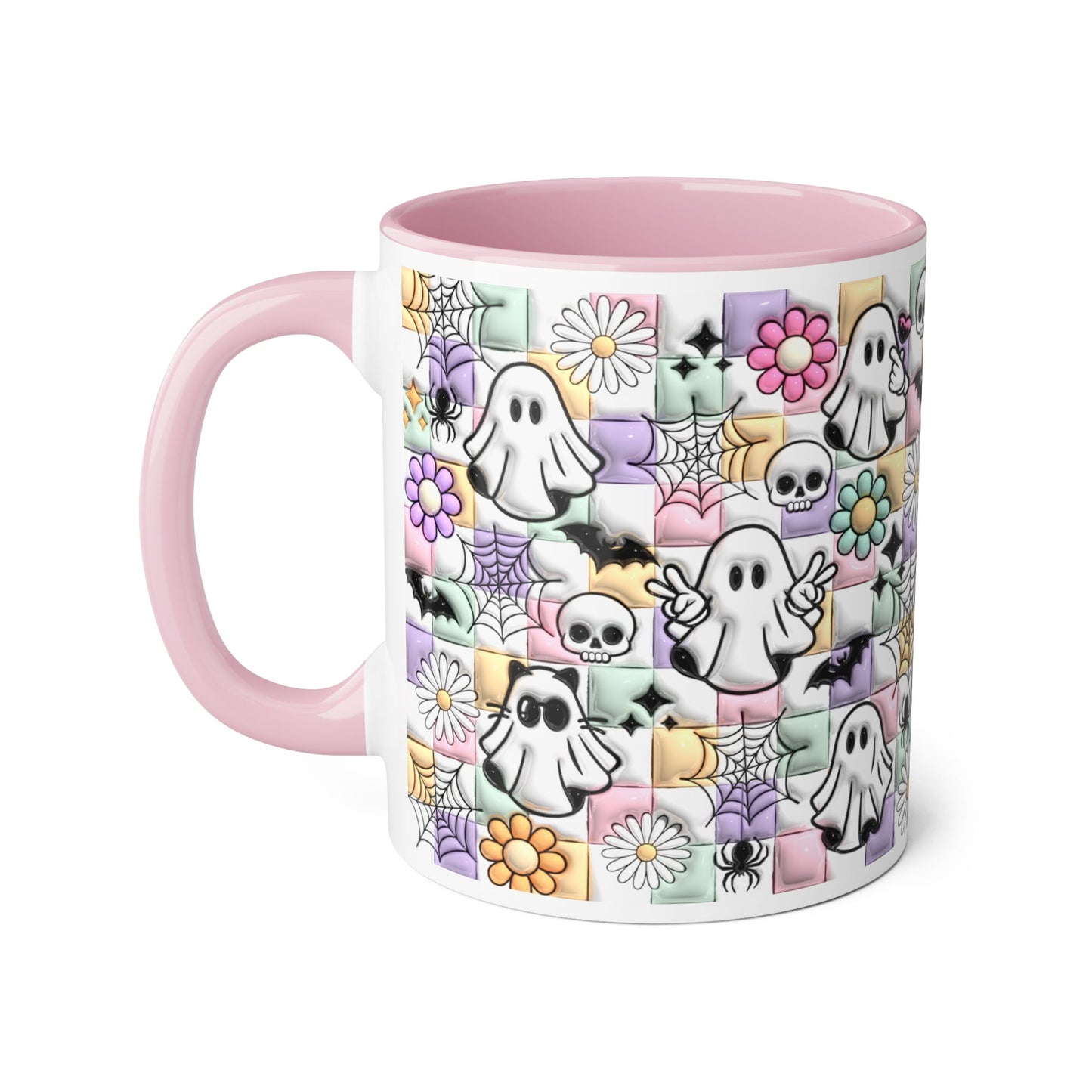 Halloween Ghosts and Flowers Accent Mug, 11oz - Resilient Mind Media