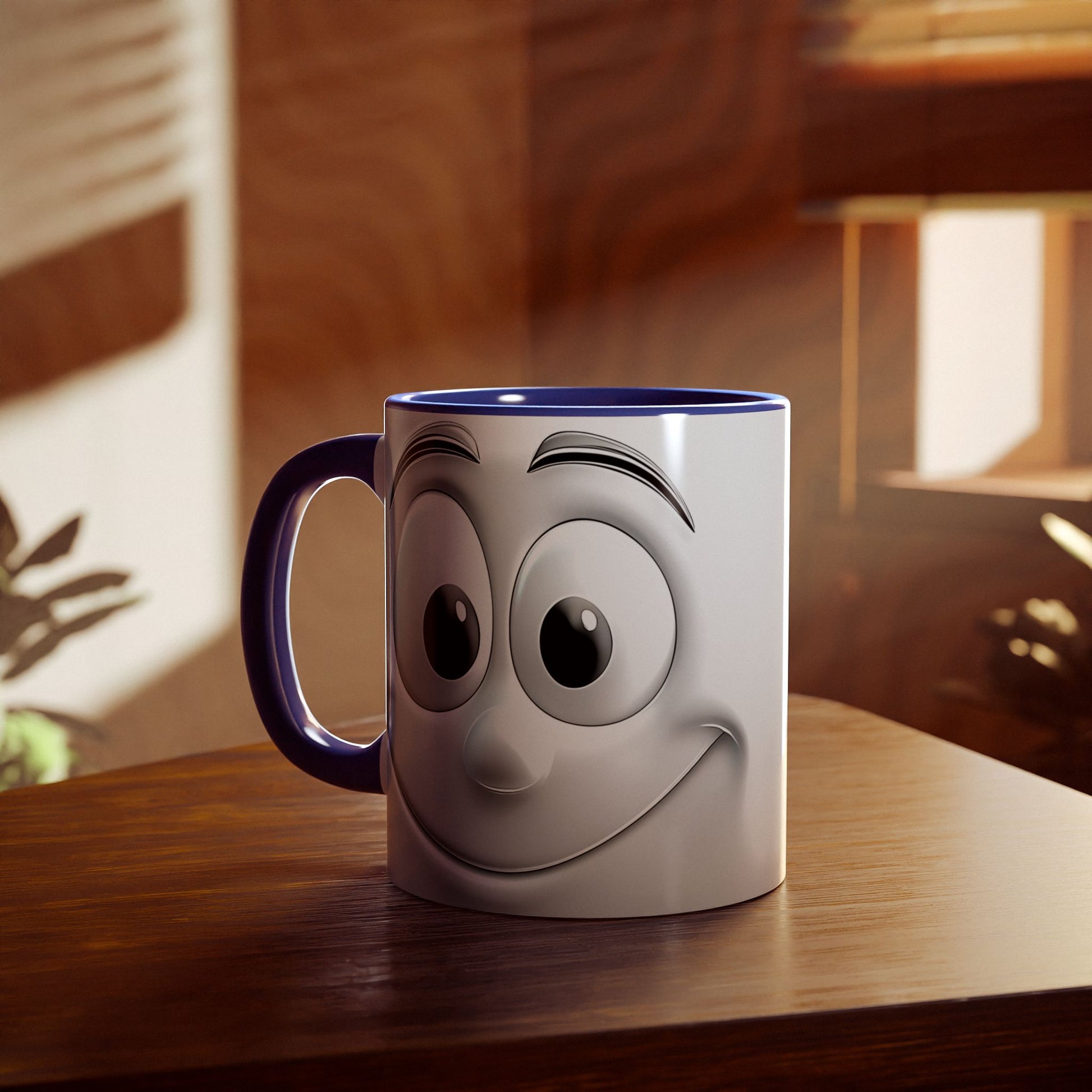 Cheerful Face Accent Mug - 11oz Coffee Cup for Daily Motivation - Resilient Mind Media