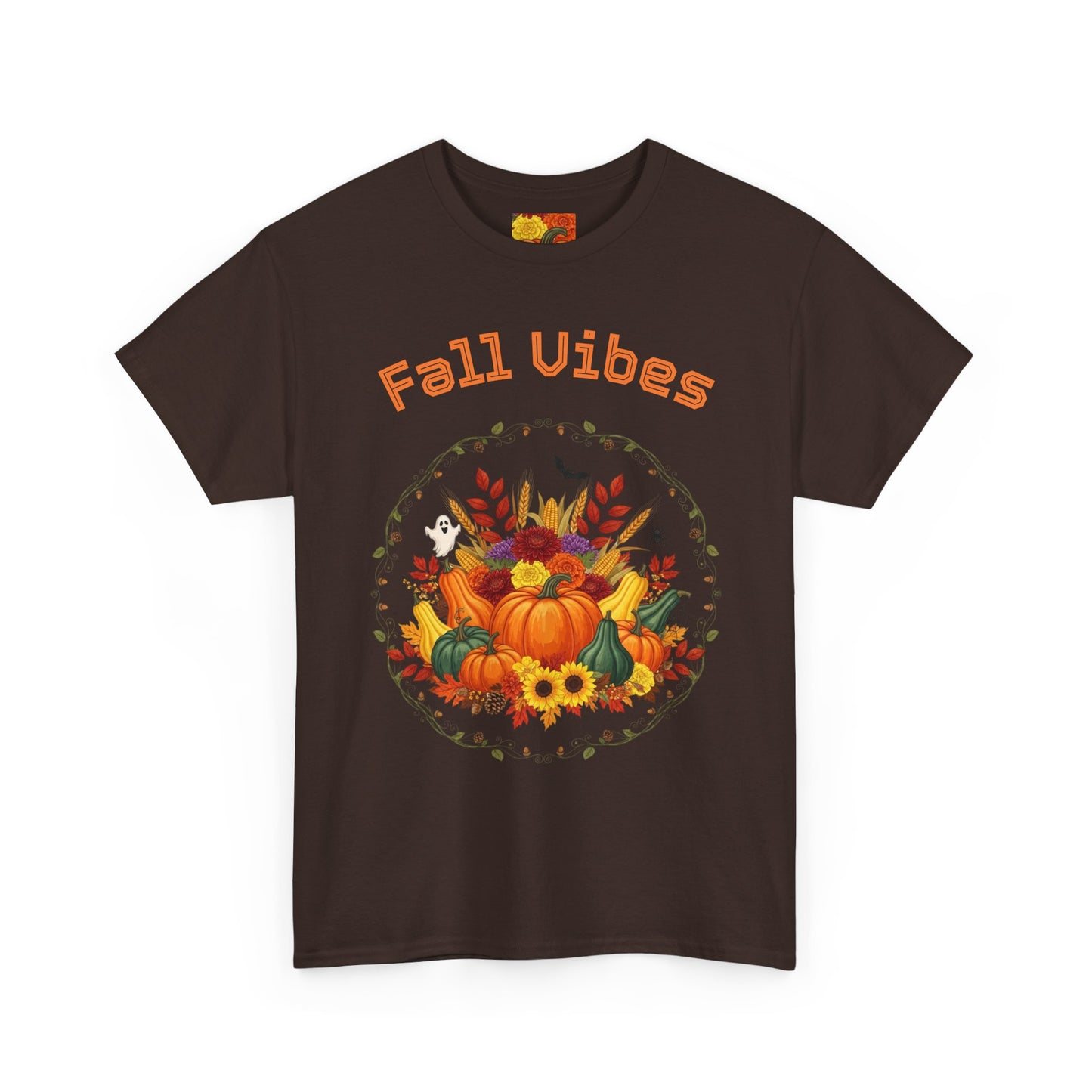 Fall Vibes Unisex Cotton Tee | Cute Autumn Shirt for Thanksgiving, Seasonal Gatherings, Cozy Nights, Harvest Celebrations, Gift