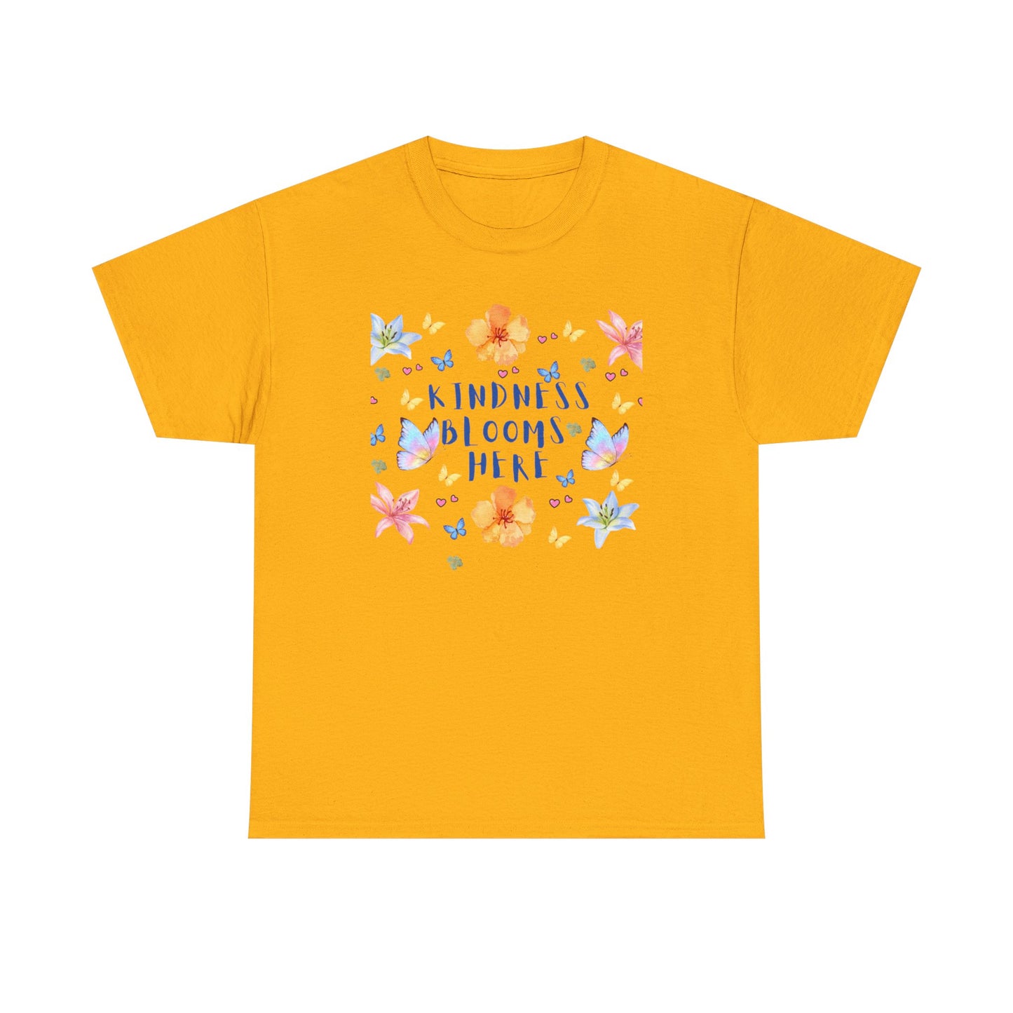 POSITIVITY MENTAL HEALTH Kindness Blooms Here Unisex Heavy Cotton Tee - Resilient Mind Media