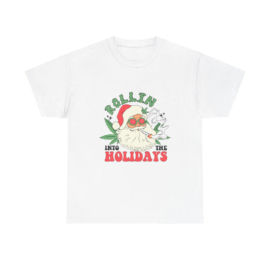 WEED FUNNY CANNABIS Rollin' into the Holidays Unisex Heavy Cotton Tee - Resilient Mind Media