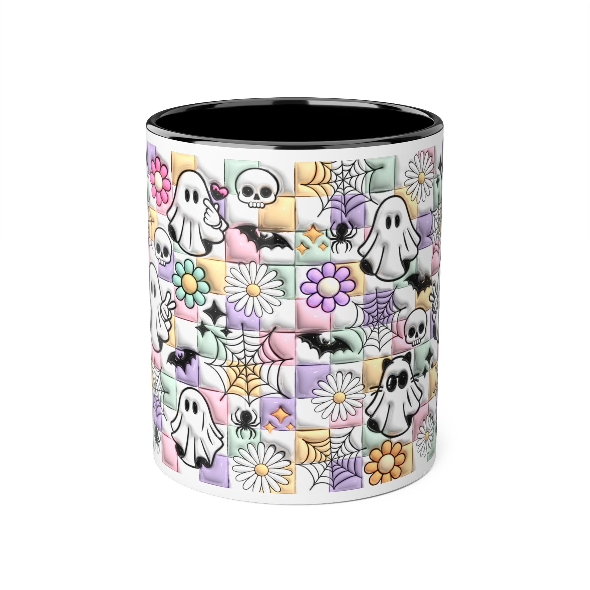 Halloween Ghosts and Flowers Accent Mug, 11oz - Resilient Mind Media