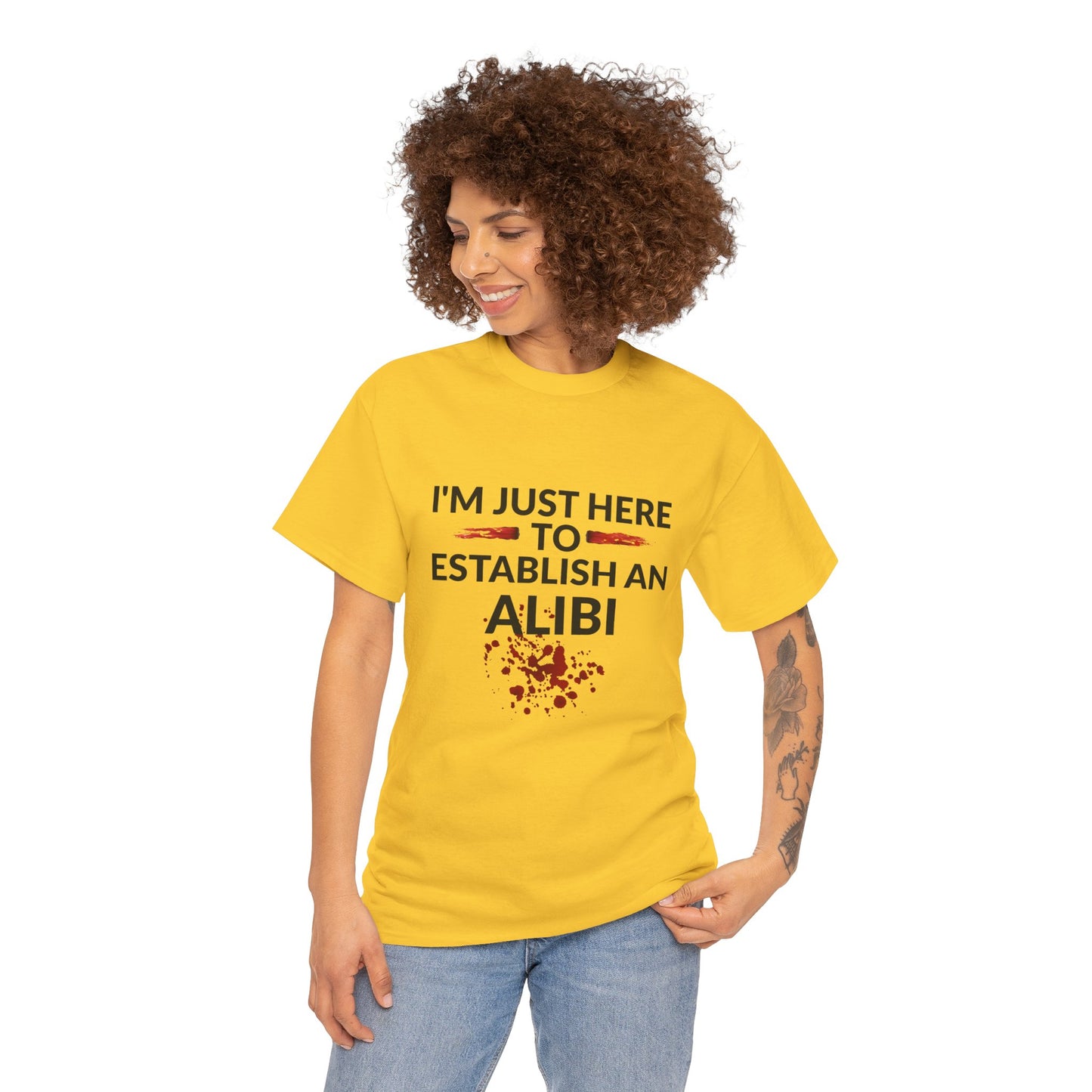 Murder Mystery Fan Tee: "I'm Just Here to Establish an Alibi" - Resilient Mind Media