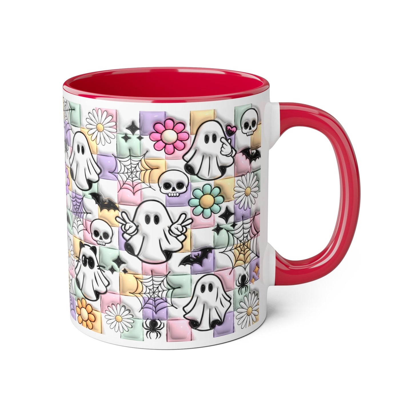 Halloween Ghosts and Flowers Accent Mug, 11oz - Resilient Mind Media