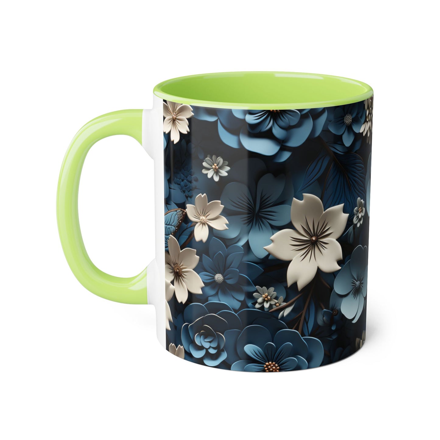 Floral Accent Mug - Elegant 11oz Coffee Cup for Home & Office