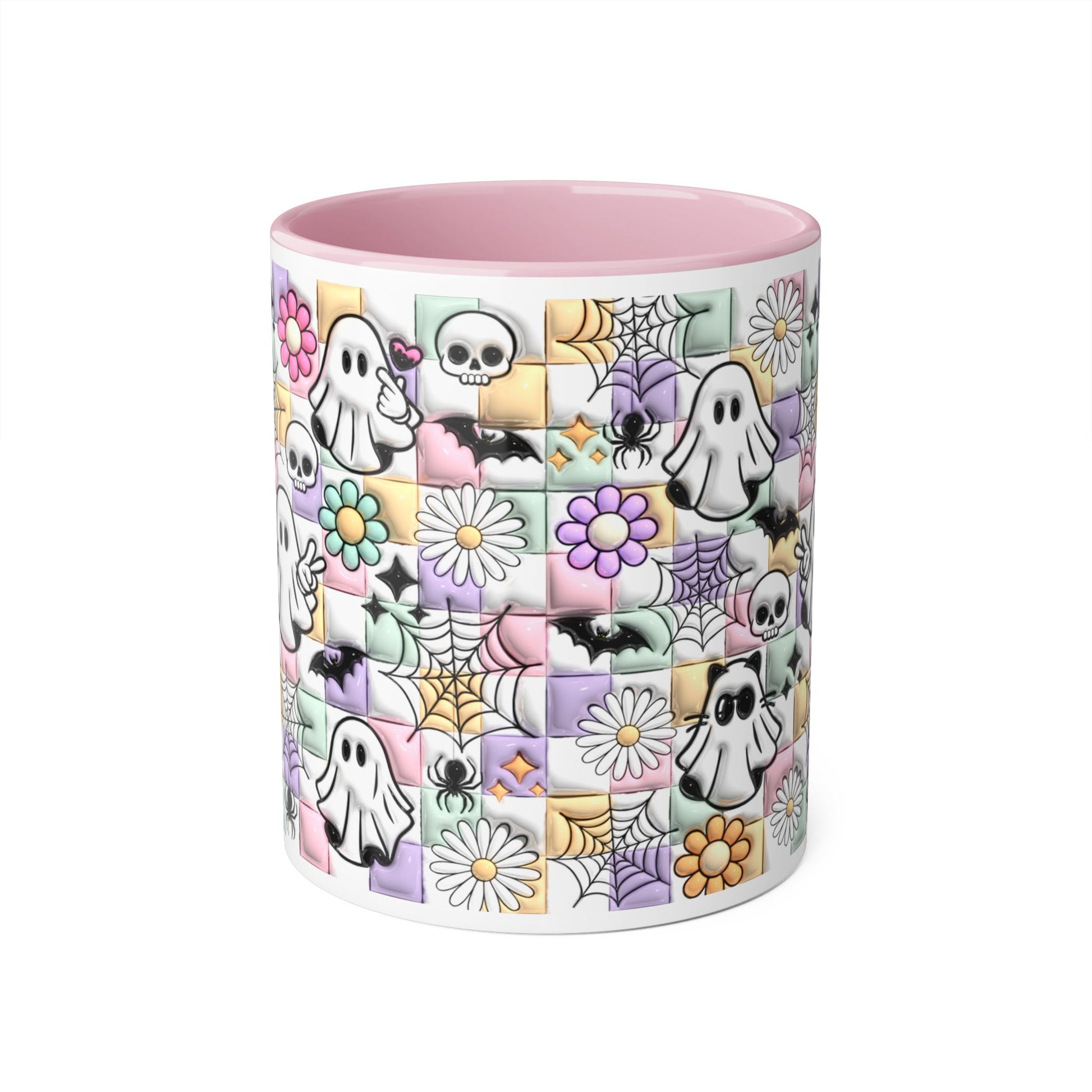 Halloween Ghosts and Flowers Accent Mug, 11oz - Resilient Mind Media