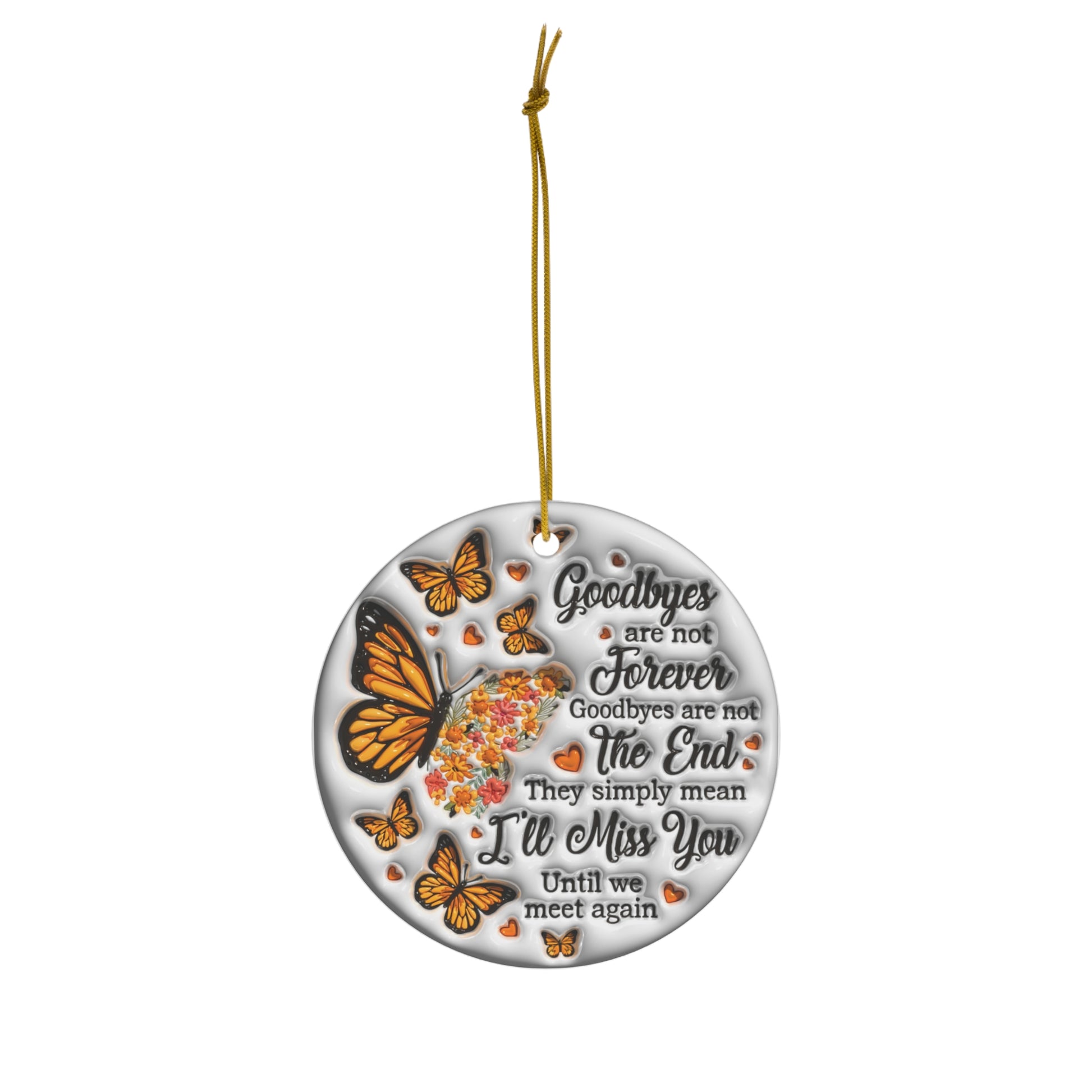 Memorial Butterfly Ceramic Ornament - Goodbye Tribute - Resilient Mind Media