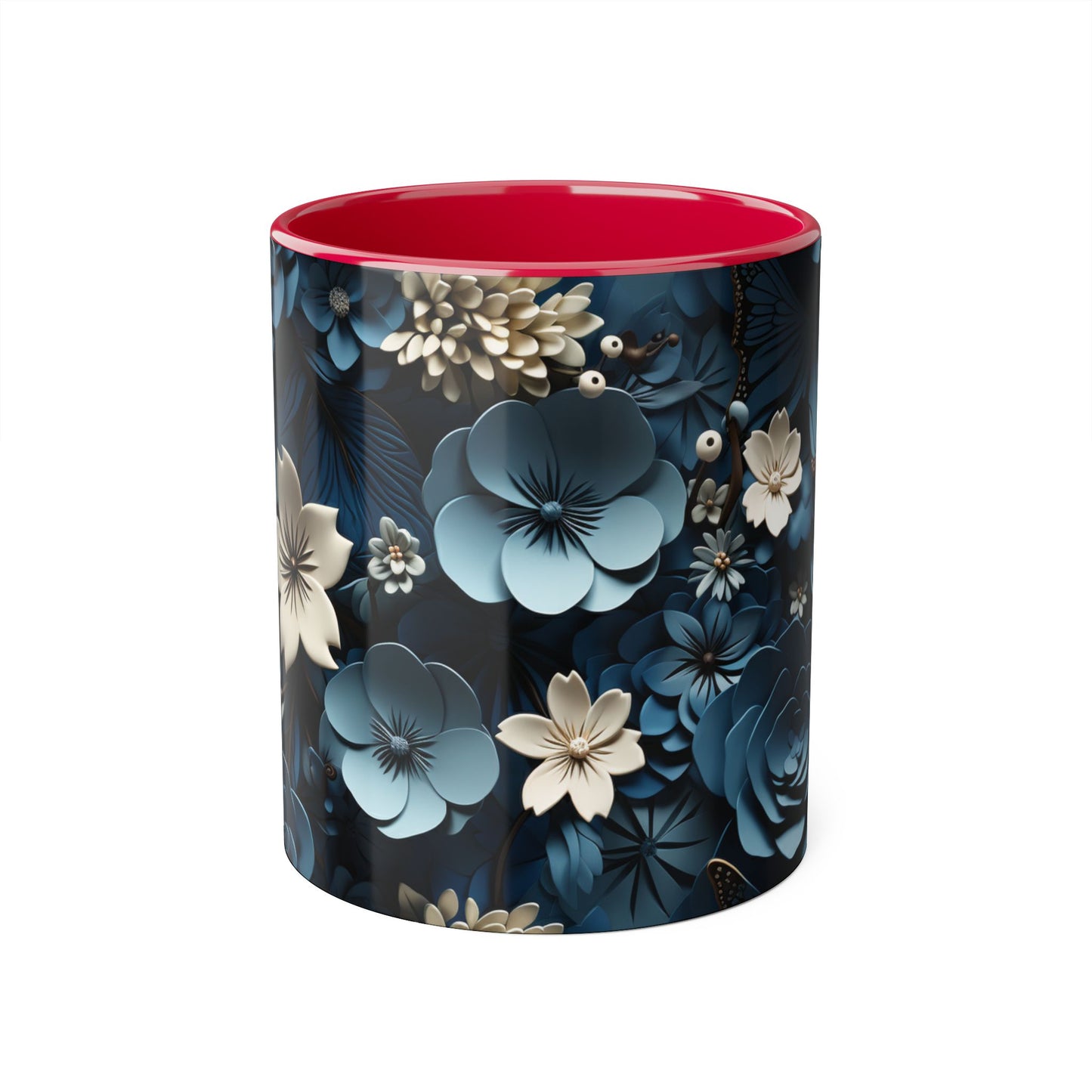 Floral Accent Mug - Elegant 11oz Coffee Cup for Home & Office