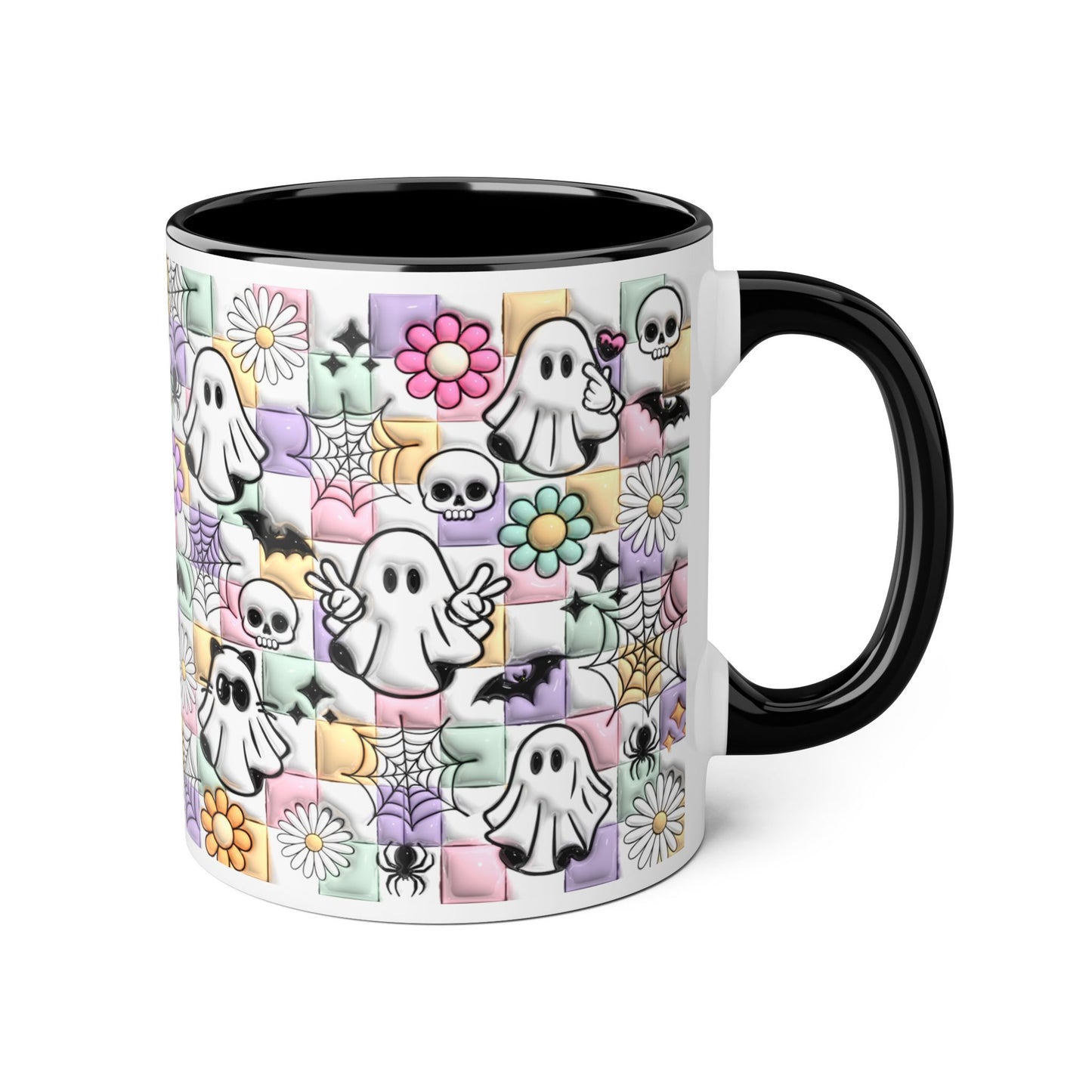 Halloween Ghosts and Flowers Accent Mug, 11oz - Resilient Mind Media