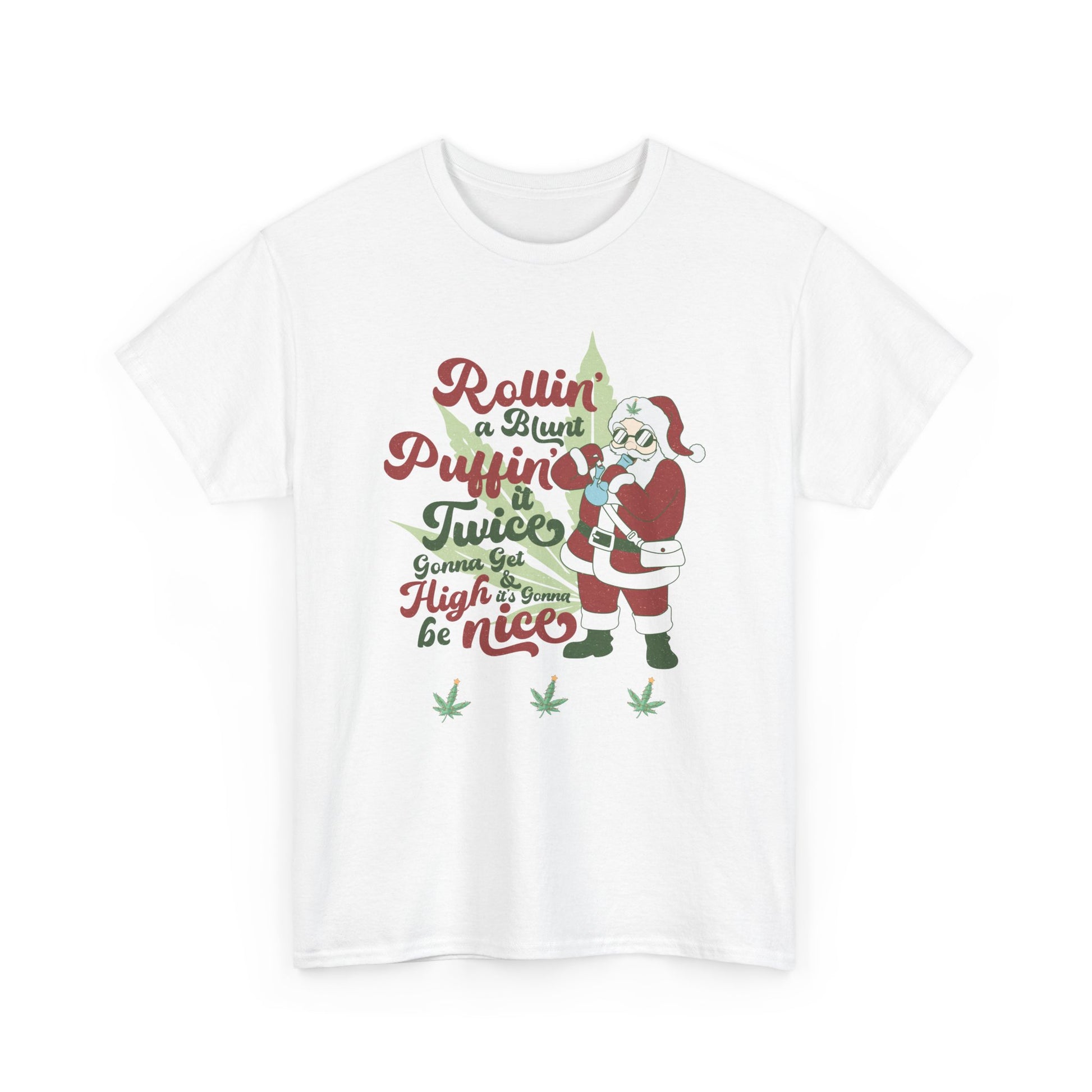 WEED FUNNY Holiday Cannabis Santa Tee – Unisex Heavy Cotton T-Shirt - Resilient Mind Media