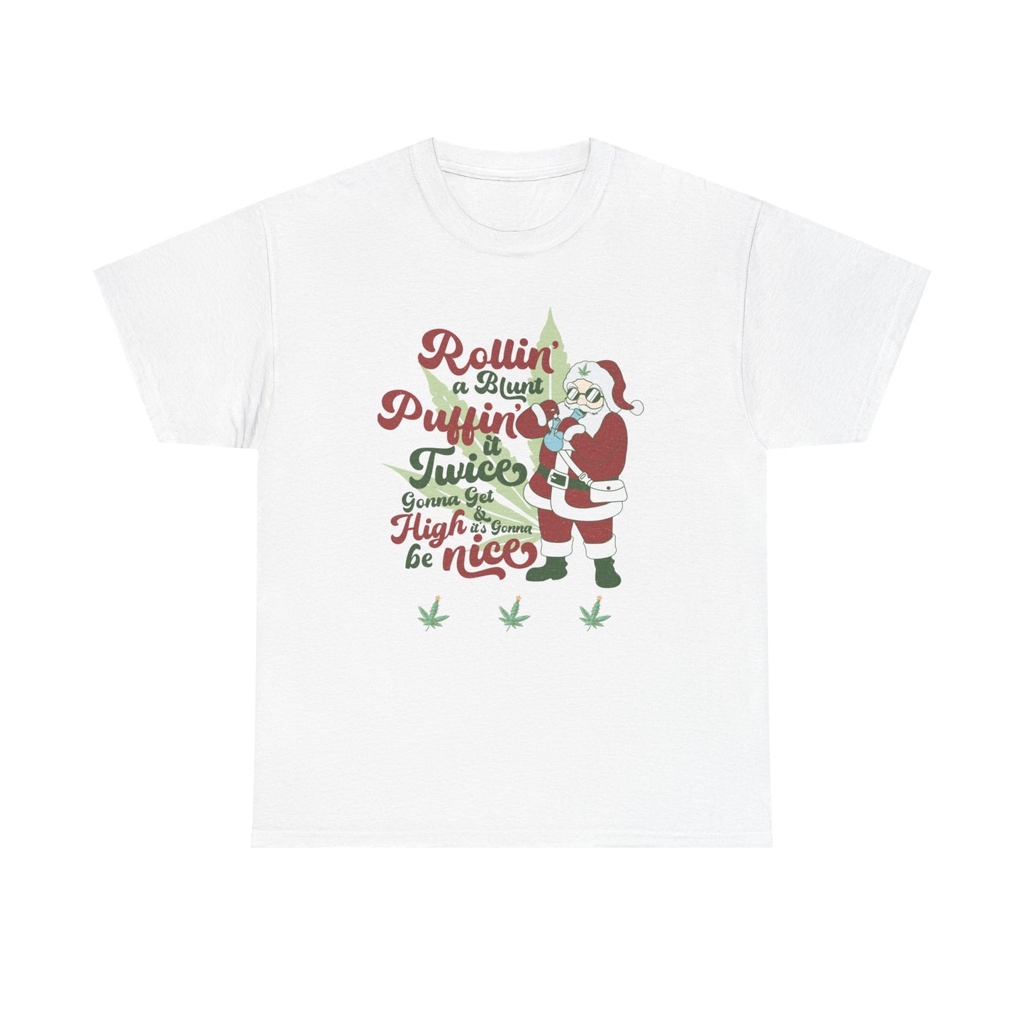 WEED FUNNY Holiday Cannabis Santa Tee – Unisex Heavy Cotton T-Shirt - Resilient Mind Media