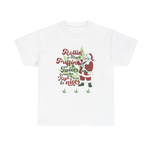 WEED FUNNY Holiday Cannabis Santa Tee – Unisex Heavy Cotton T-Shirt - Resilient Mind Media