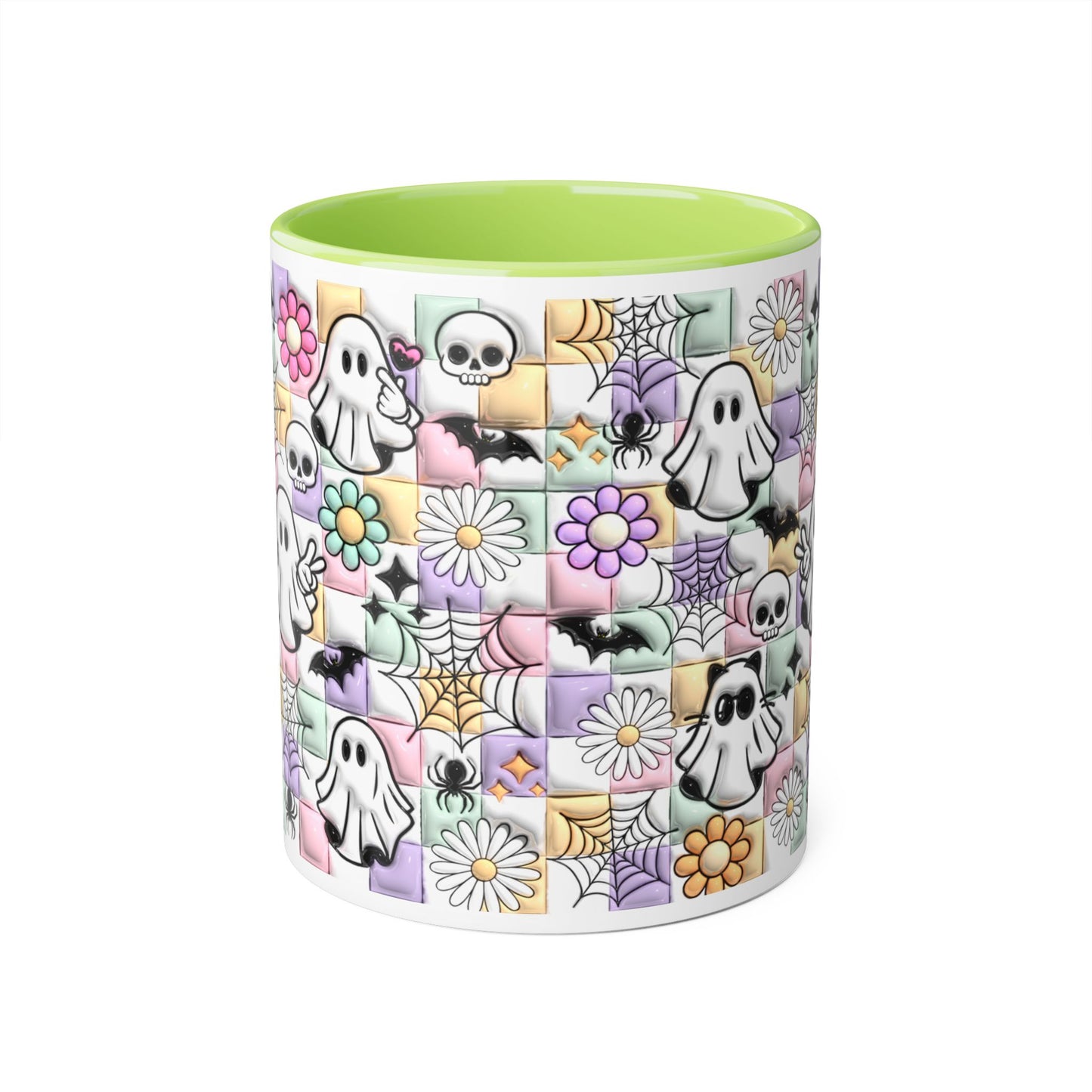 Halloween Ghosts and Flowers Accent Mug, 11oz - Resilient Mind Media