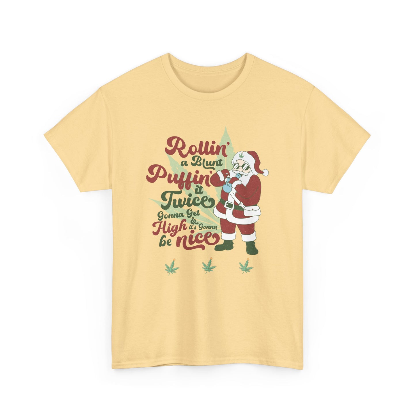 WEED FUNNY Holiday Cannabis Santa Tee – Unisex Heavy Cotton T-Shirt - Resilient Mind Media
