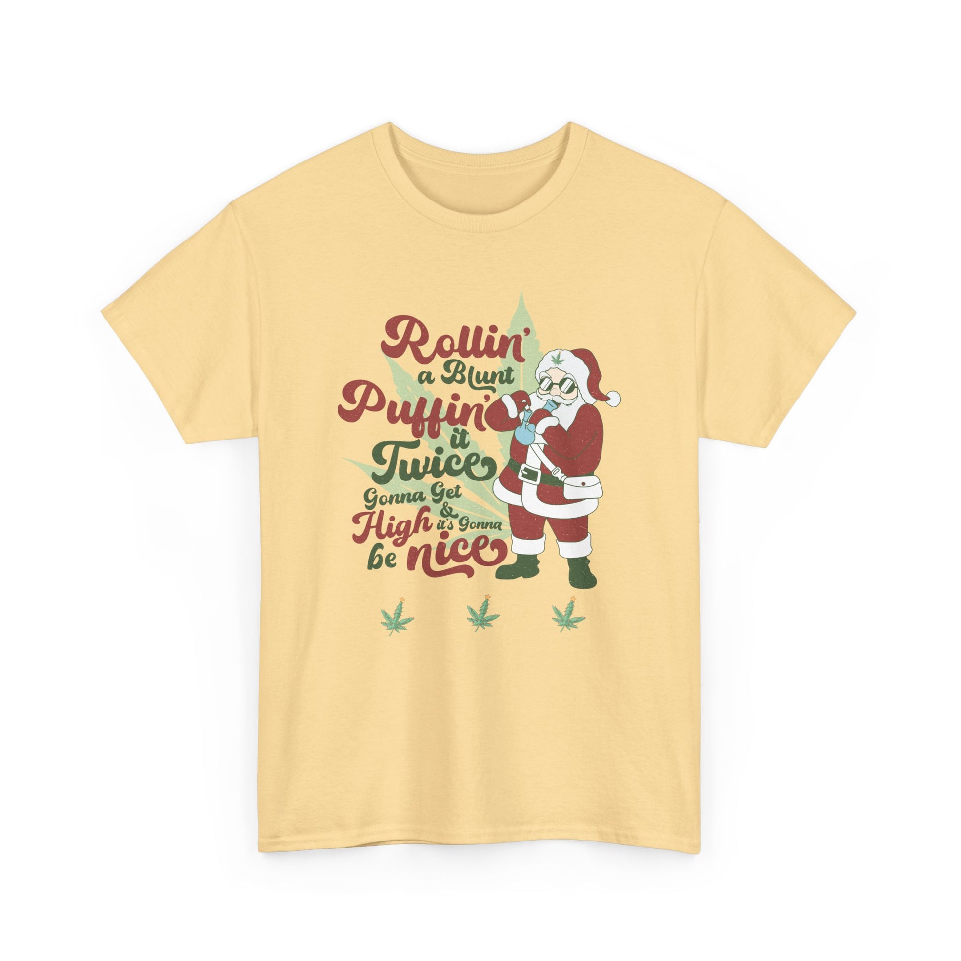 WEED FUNNY Holiday Cannabis Santa Tee – Unisex Heavy Cotton T-Shirt - Resilient Mind Media