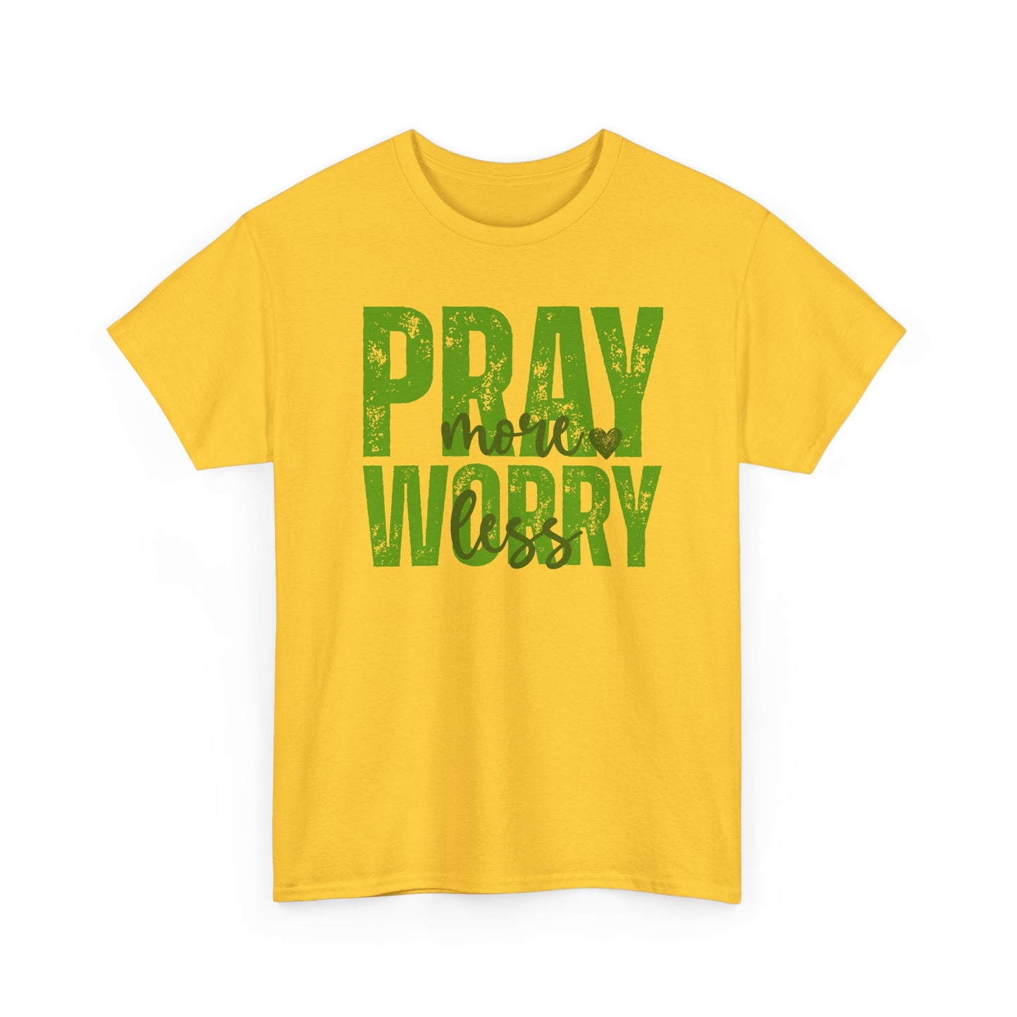 pray more worry less Inspirational Unisex Heavy Cotton Tee - 'Pray Worry' Motivational Shirt - Resilient Mind Media