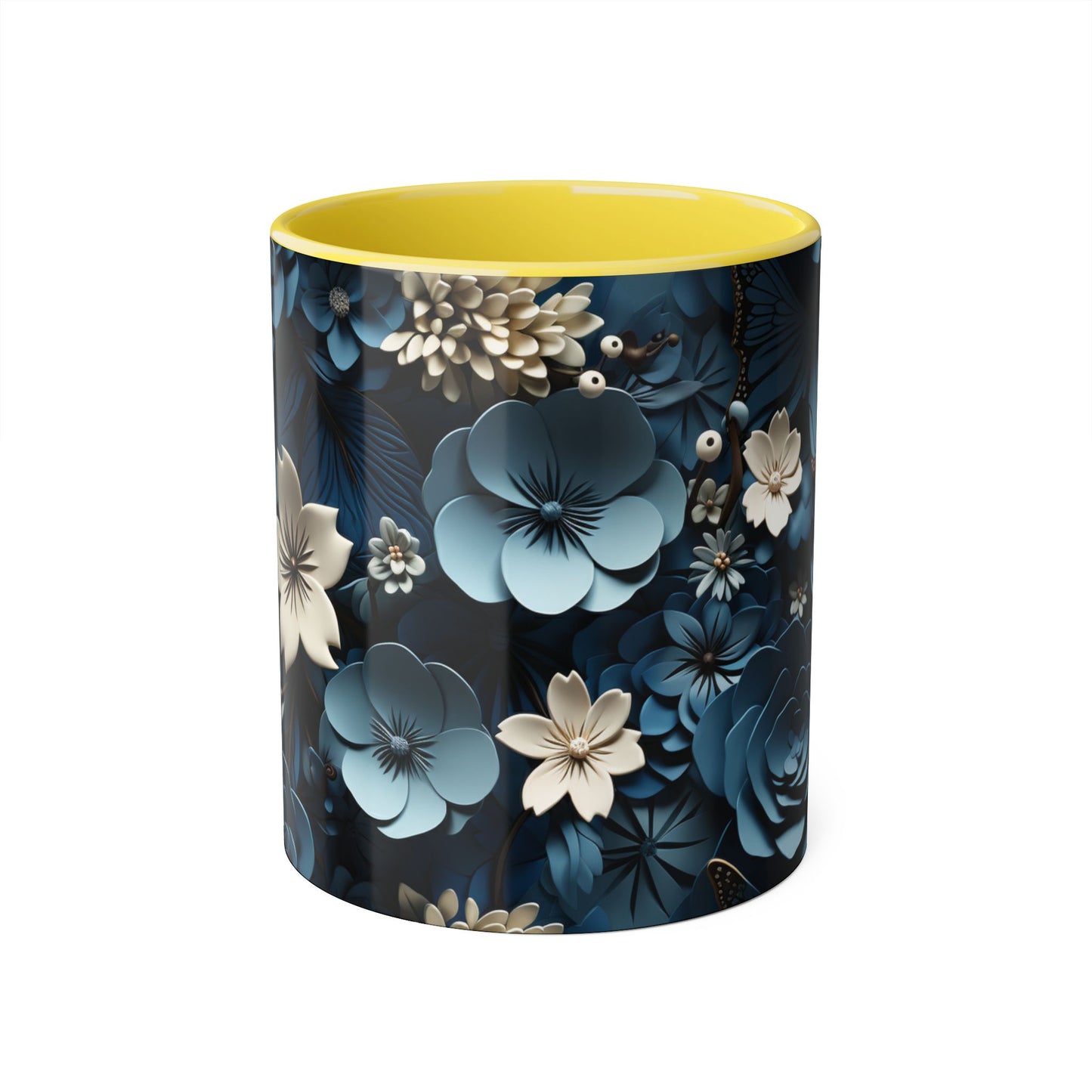 Floral Accent Mug - Elegant 11oz Coffee Cup for Home & Office