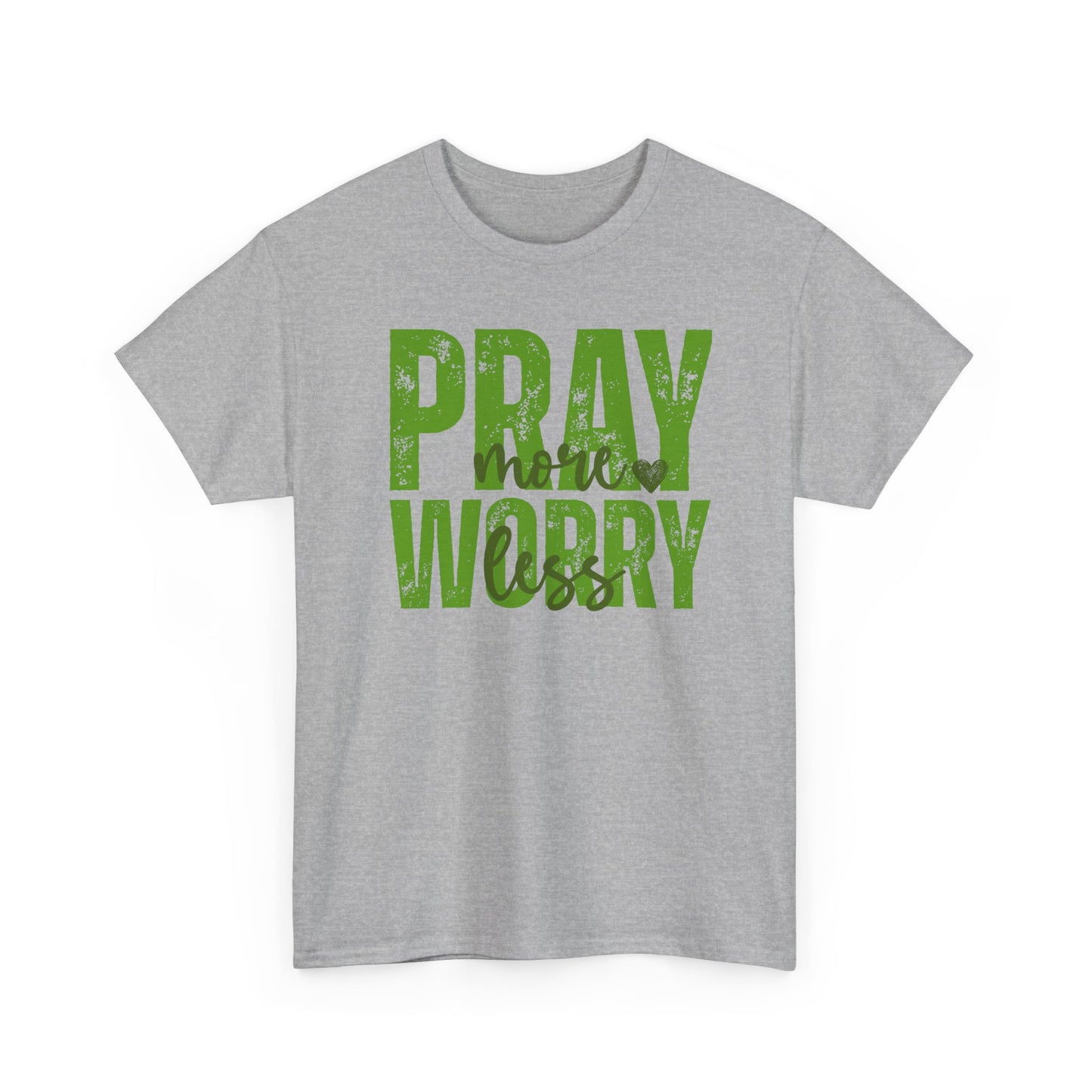 pray more worry less Inspirational Unisex Heavy Cotton Tee - 'Pray Worry' Motivational Shirt - Resilient Mind Media