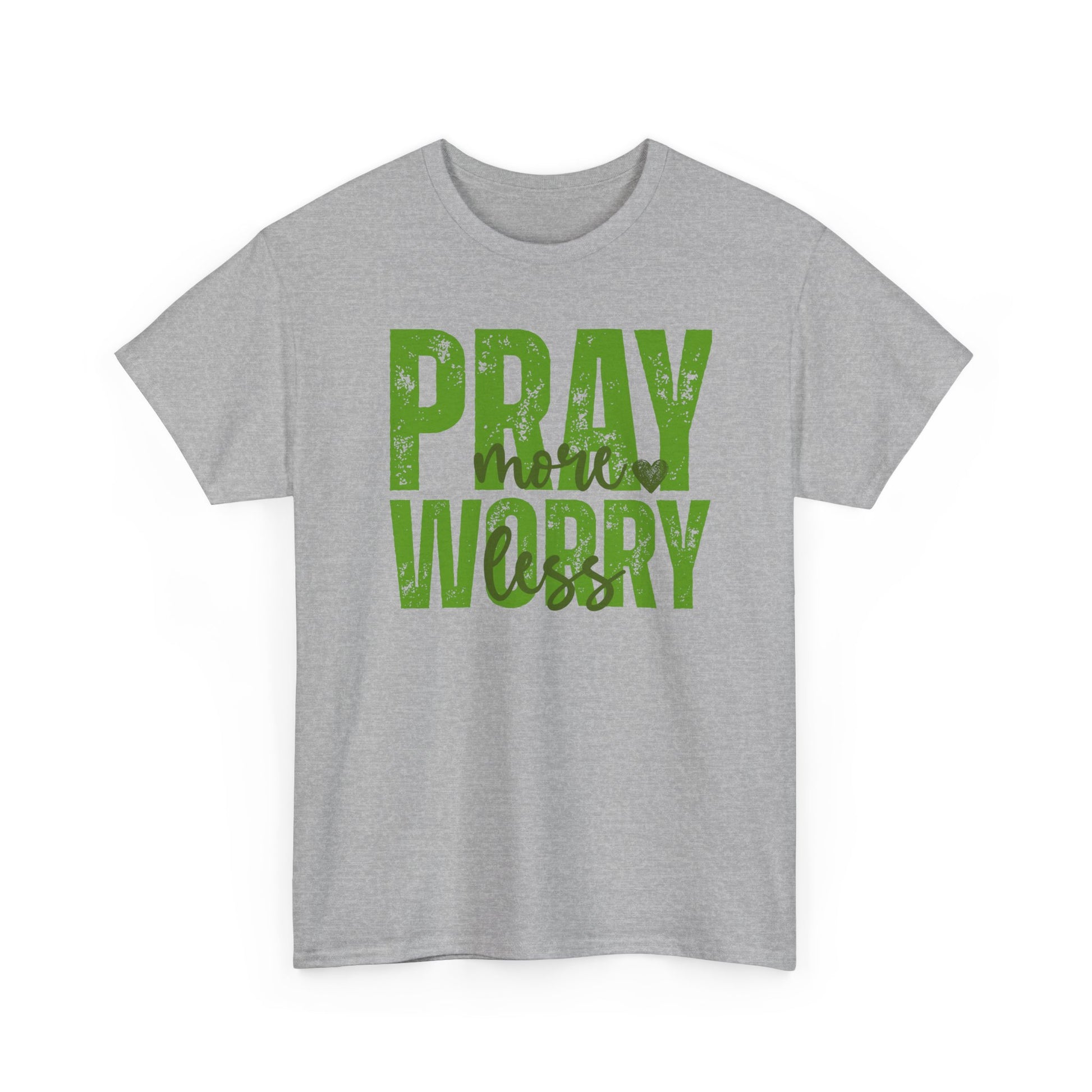 pray more worry less Inspirational Unisex Heavy Cotton Tee - 'Pray Worry' Motivational Shirt - Resilient Mind Media