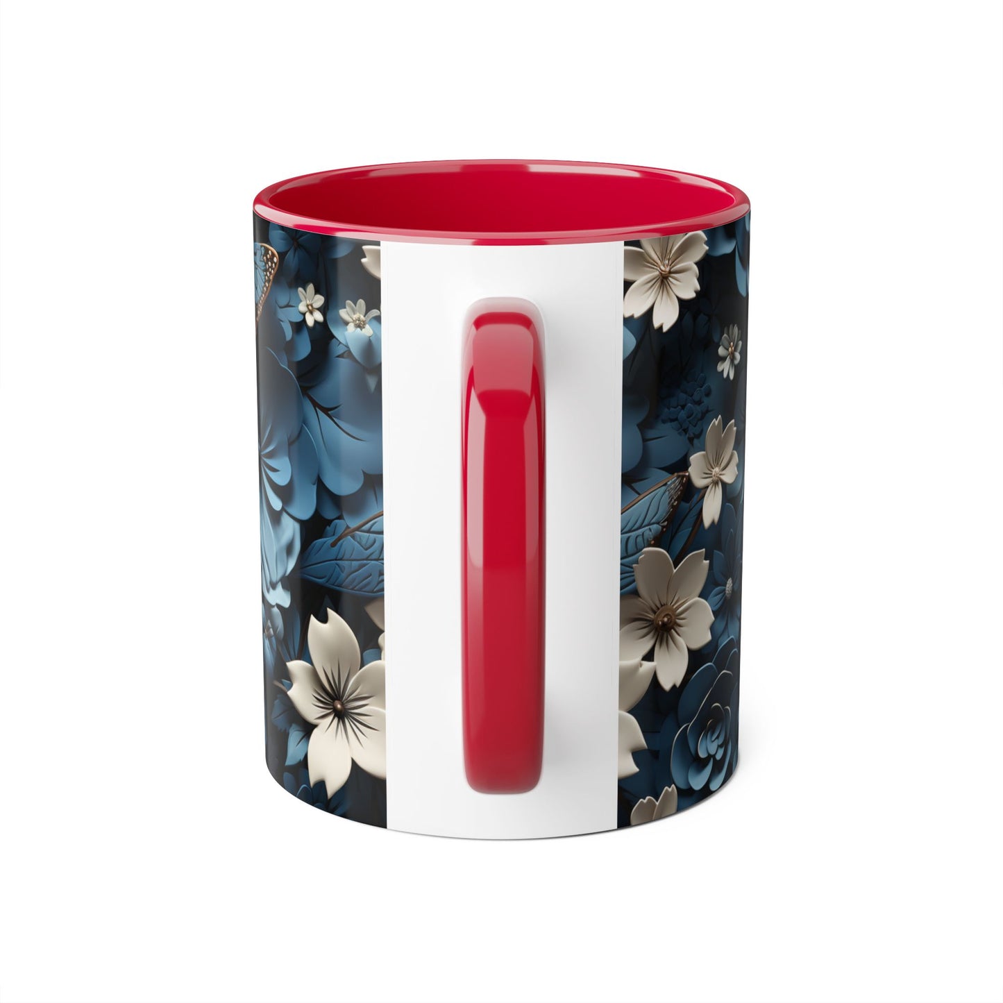 Floral Accent Mug - Elegant 11oz Coffee Cup for Home & Office