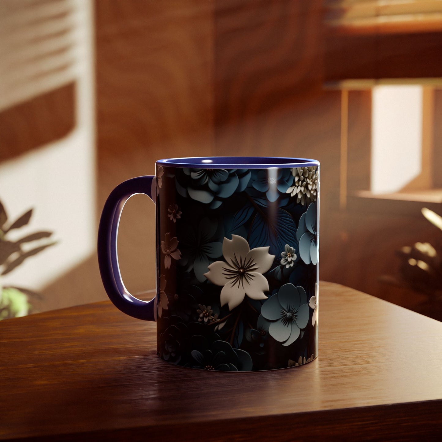 Floral Accent Mug - Elegant 11oz Coffee Cup for Home & Office - Resilient Mind Media