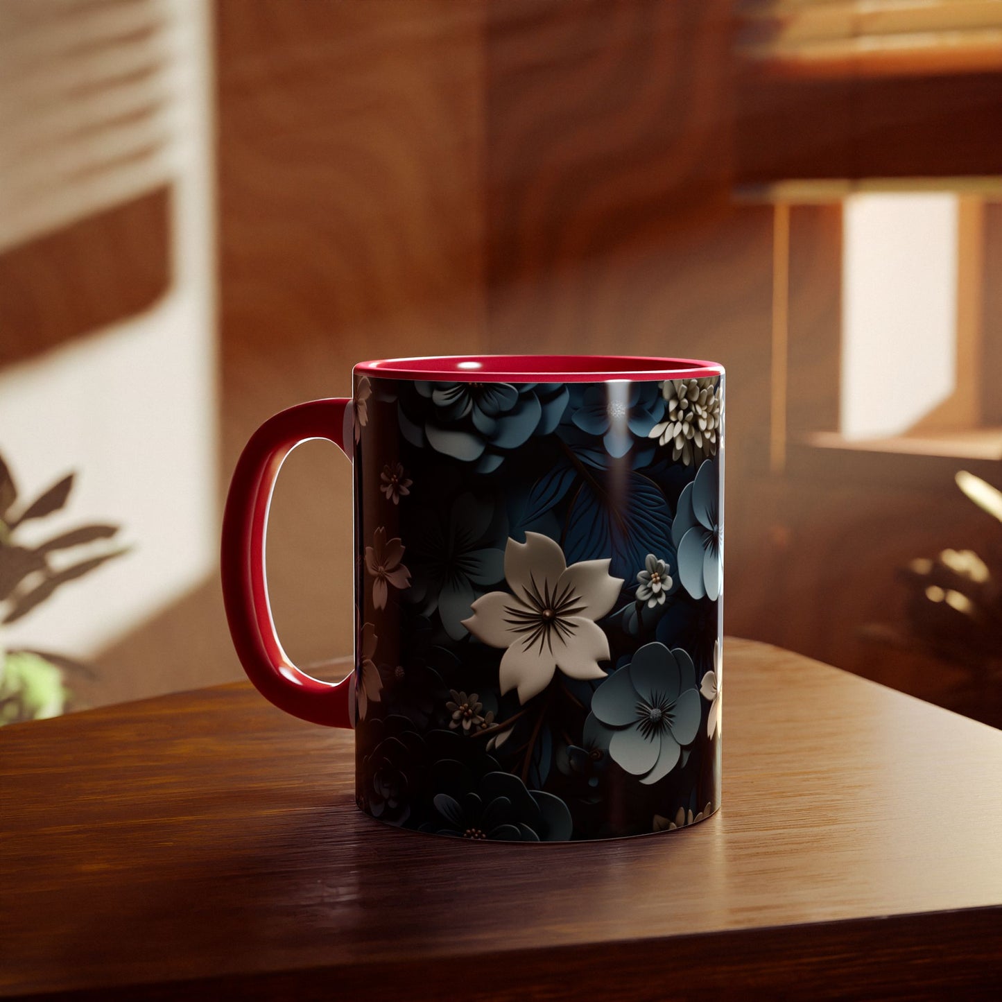 Floral Accent Mug - Elegant 11oz Coffee Cup for Home & Office - Resilient Mind Media