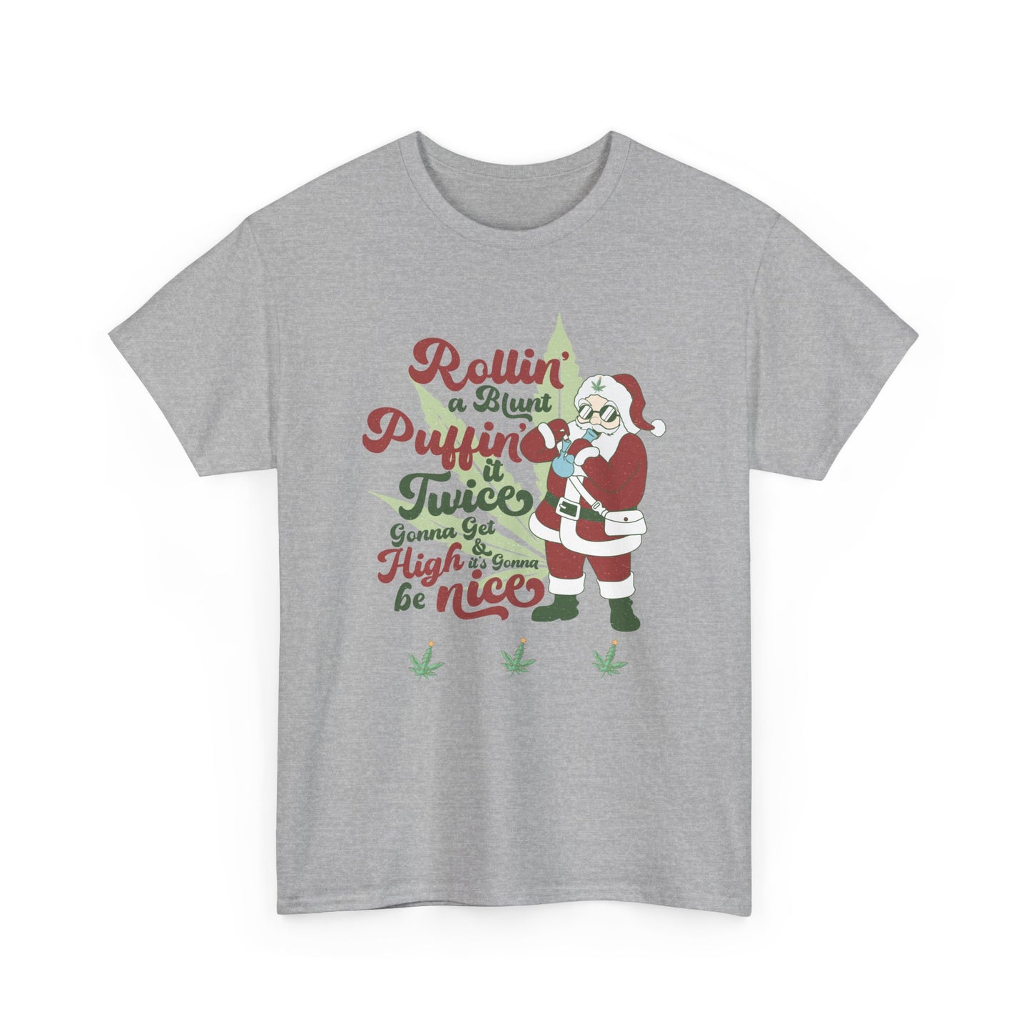 WEED FUNNY Holiday Cannabis Santa Tee – Unisex Heavy Cotton T-Shirt - Resilient Mind Media