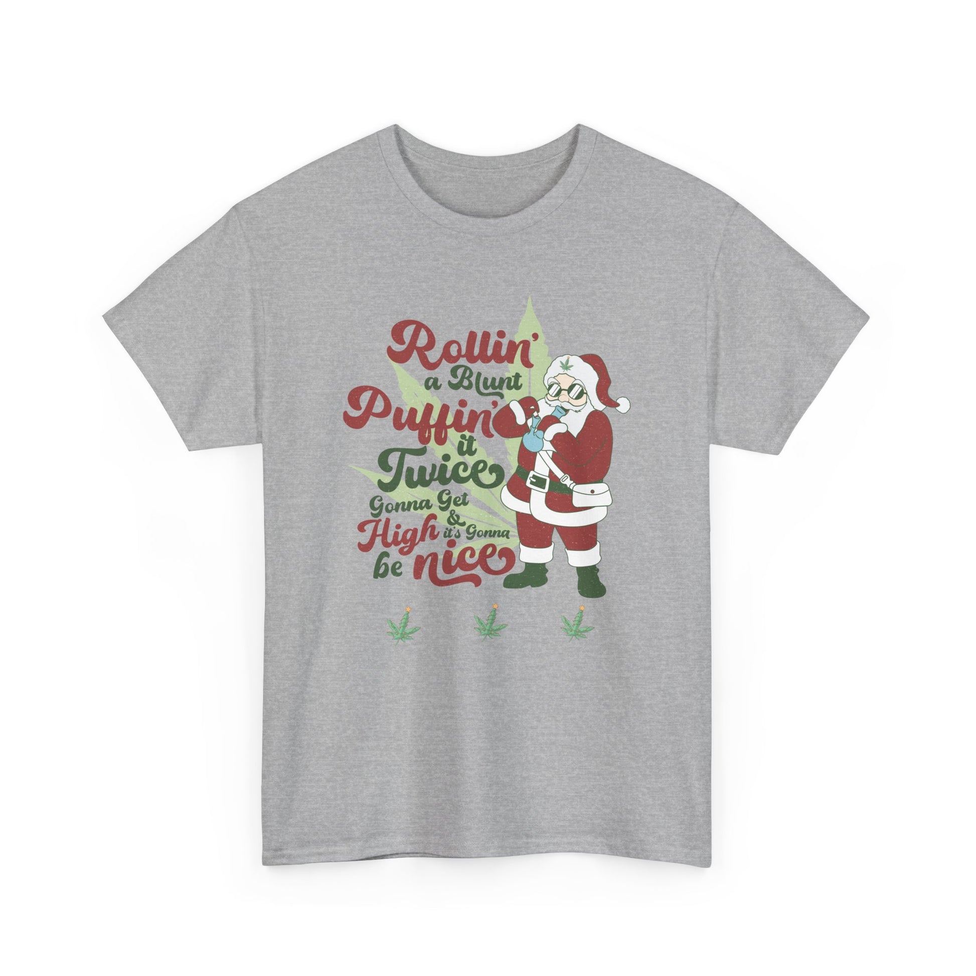 WEED FUNNY Holiday Cannabis Santa Tee – Unisex Heavy Cotton T-Shirt - Resilient Mind Media